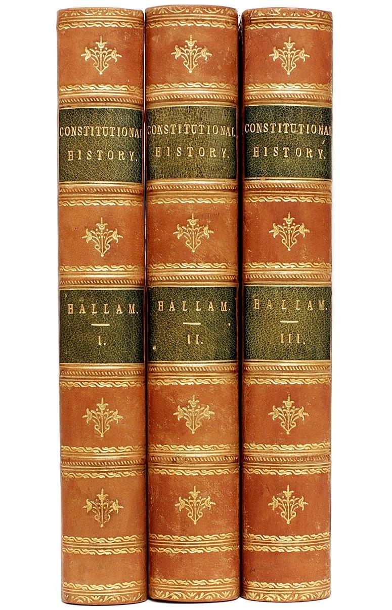 Milieu du XIXe siècle Henry Hallam, Constitutional History of England, 3 Vols, 1867, relié en cuir en vente