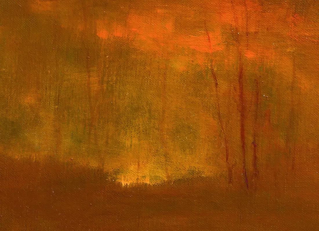 Evening Poetry Antique American Tonalist Sunset Exhibited Landscape Oil Painting 1