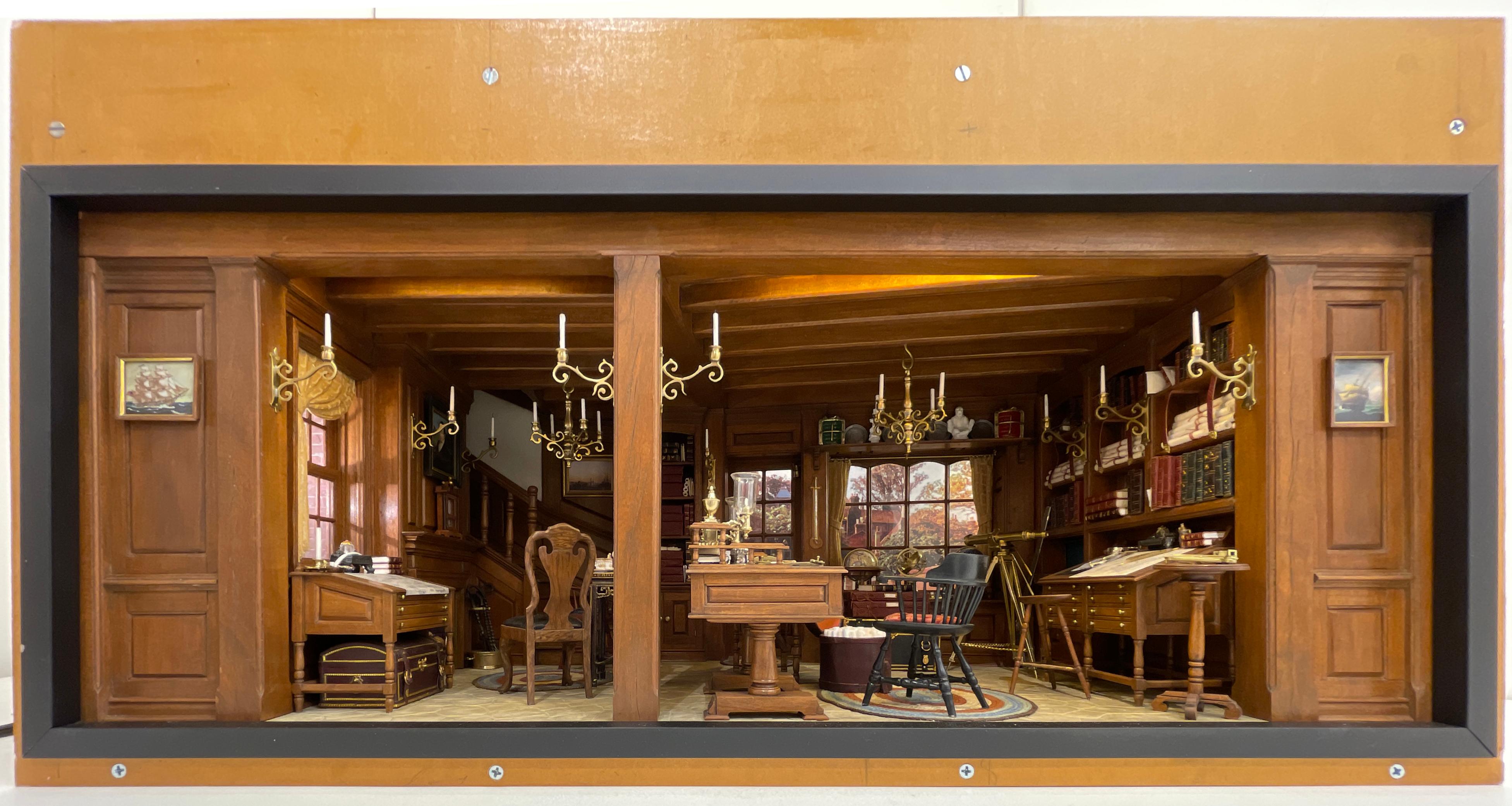 Büro eines Neuengland-Kartografen aus dem 18. Jahrhundert - Kupjack Studios Miniature Room im Angebot 8