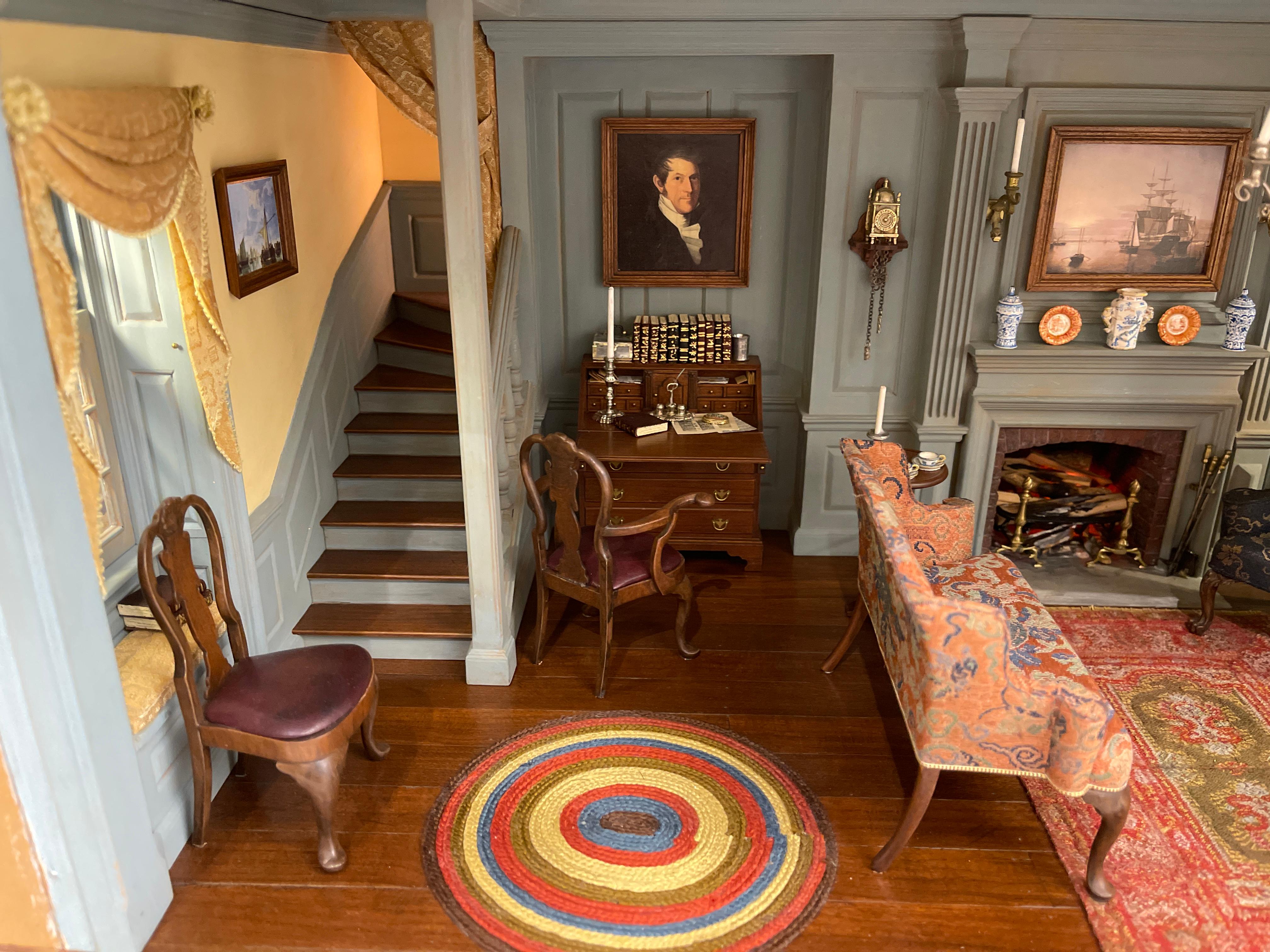 Salon de la fin de la période coloniale, Boston MA, 1760 - Miniature Room by Kupjack Studios en vente 3