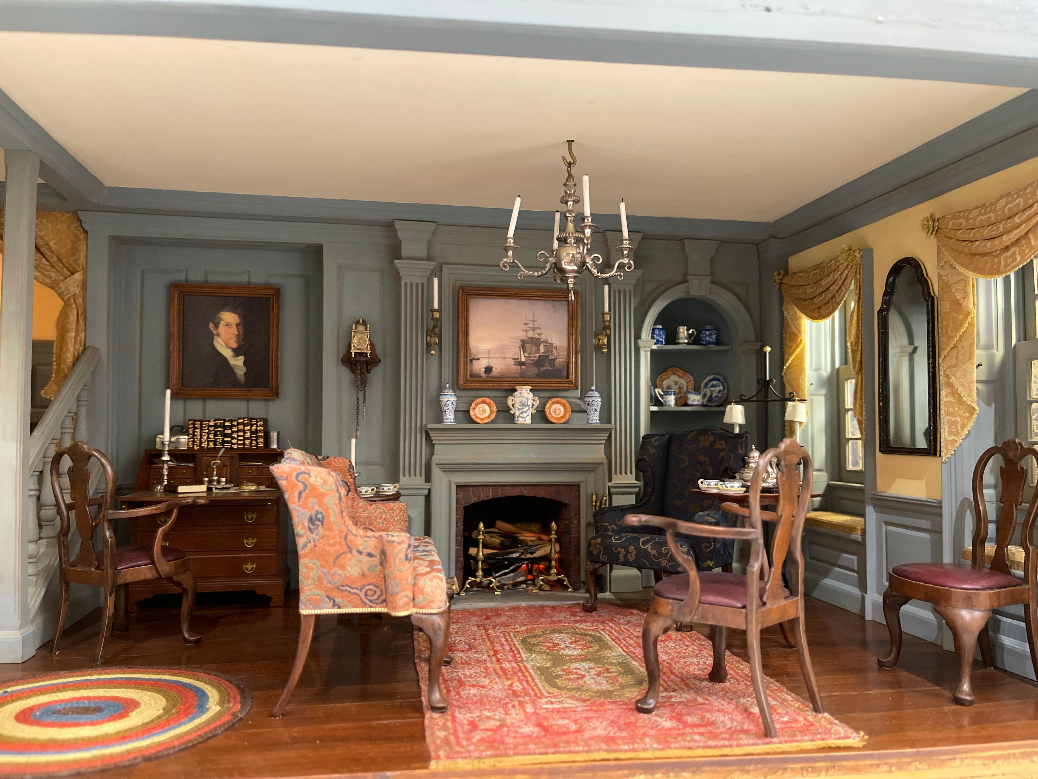 Late Colonial Sitting Room, Boston MA, 1760 - Miniature Room by Kupjack Studios For Sale 2