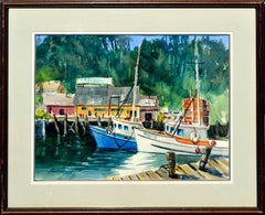 Vintage Boats Along the Wharf Landscape 