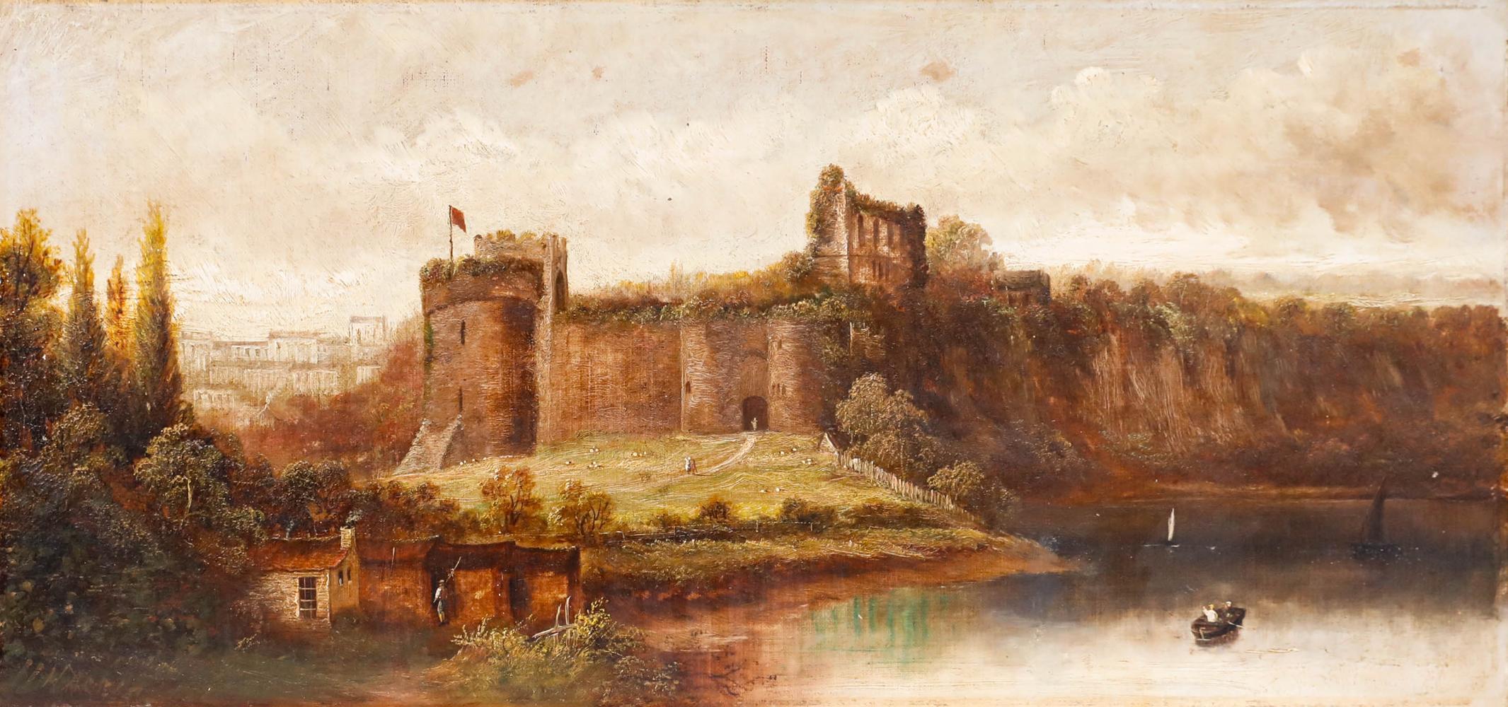 Henry Harris (1852-1926) - Ende des 19. Jahrhunderts Öl, Schloss Chepstow im Angebot 1