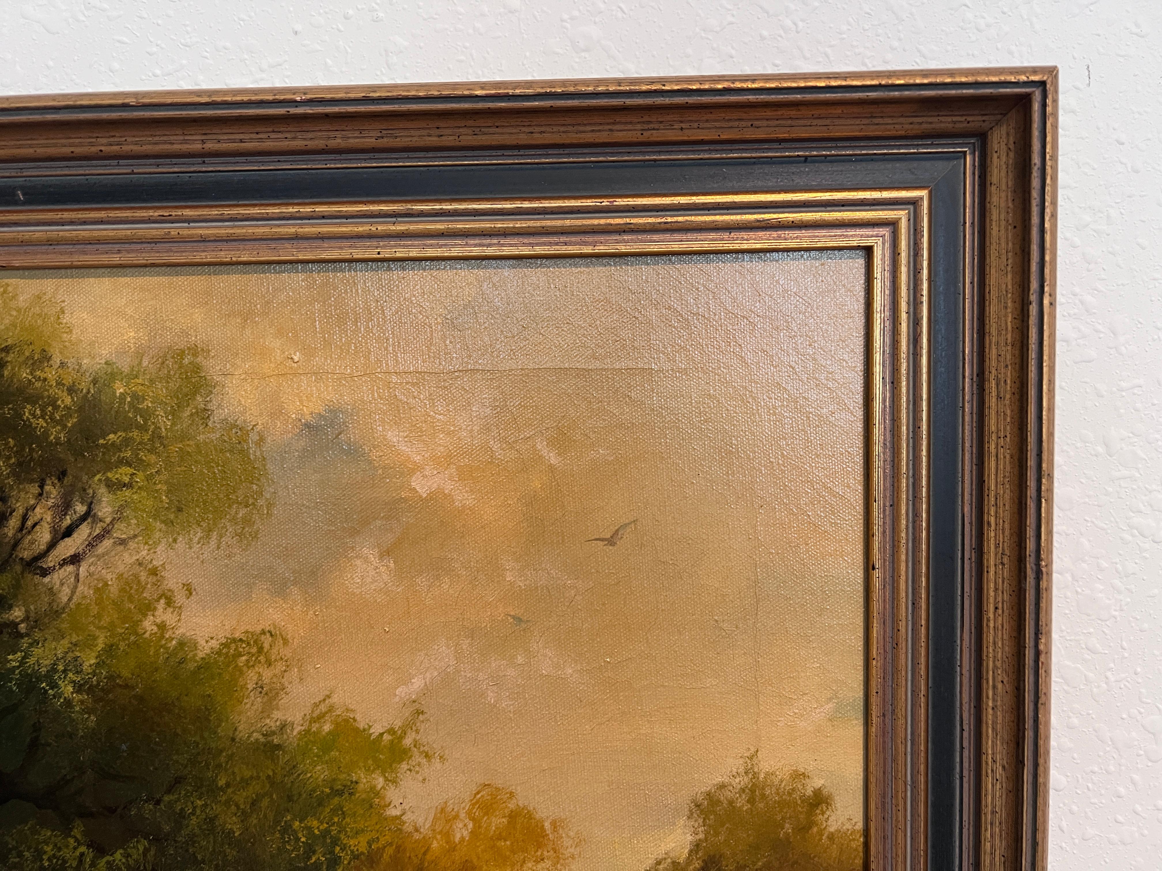 Dieses schöne Vintage-Ölgemälde auf Leinwand mit dem Titel 