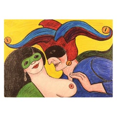 Henry Heerup, Color lithography, "Masquerade", 1960s