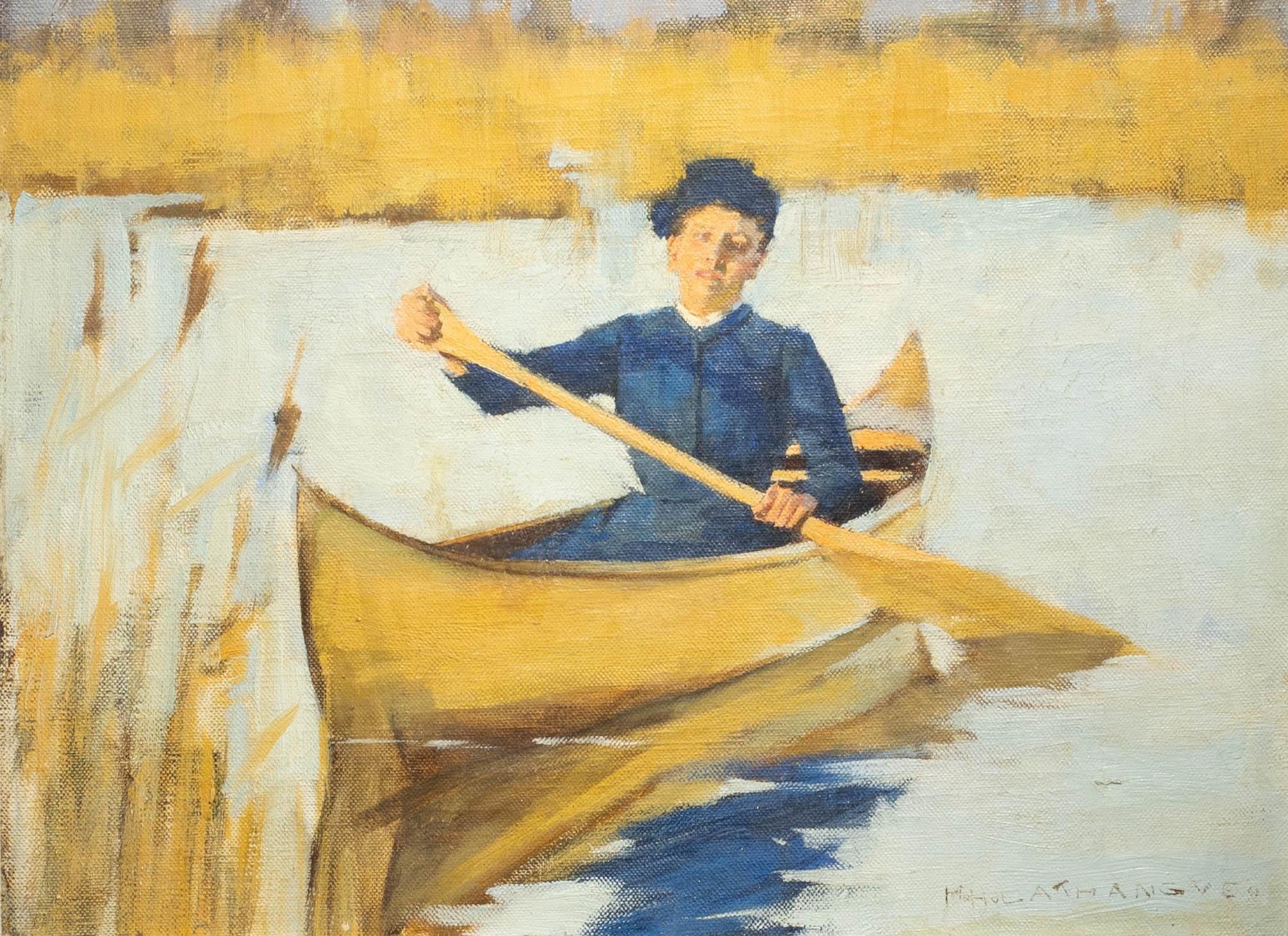 Henry Herbert La Thangue RA (British, 1859-1929)
Paddling among the bulrushes
Signed `H.H.LA THANGUE’ (lower right)
Oil on canvas
12 x 16 in. (30.5 x 40.8 cm.)

Provenance: Sotheby’s London, Modern British Paintings, 11 November 1987, lot