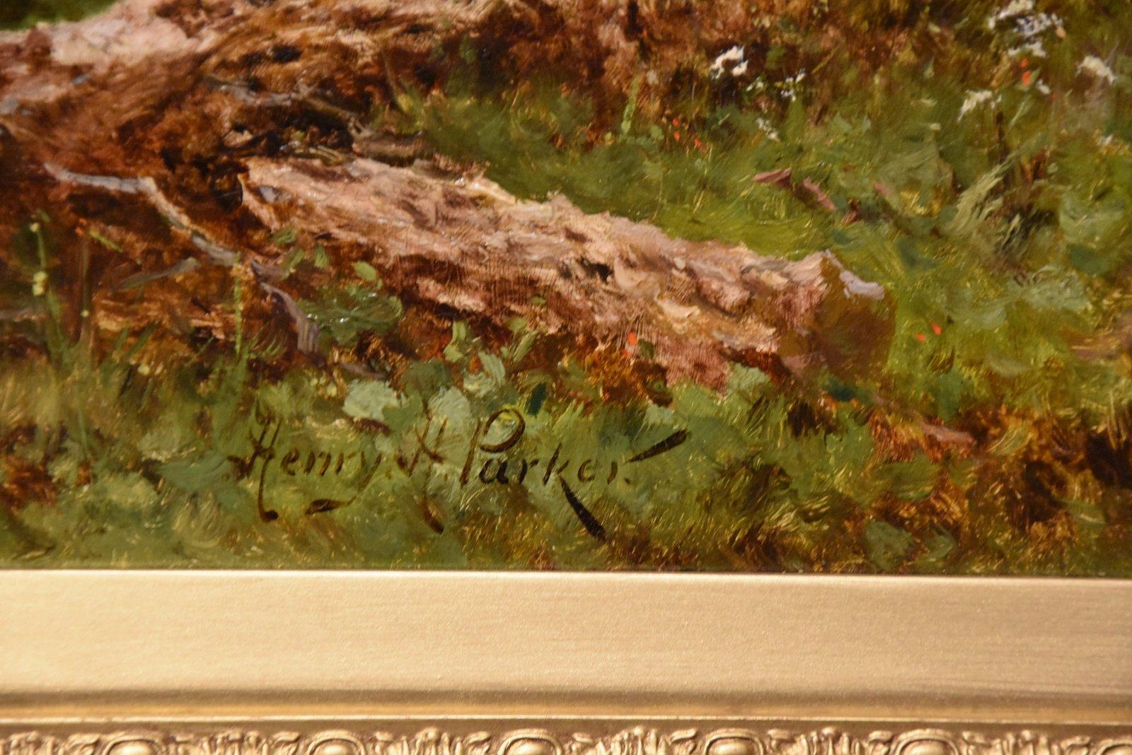 Peinture à l'huile de Henry Hiller Parker  « Aquarellement les chevaux » en vente 3