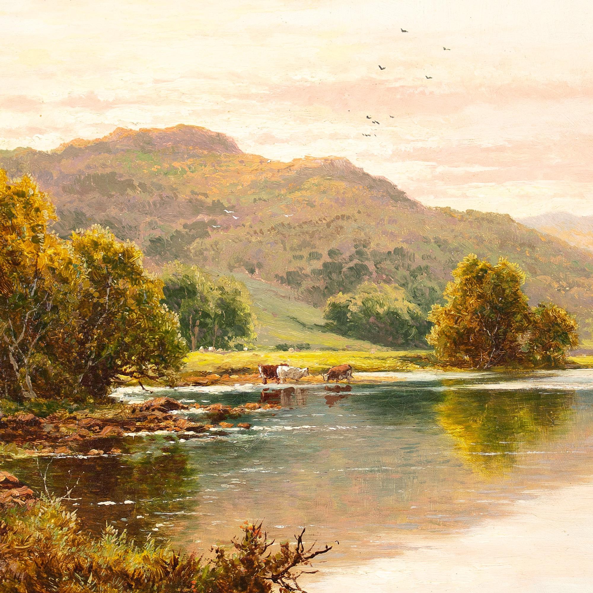 Henry H Parker, Highland Loch With Cattle, Oil Painting For Sale 3