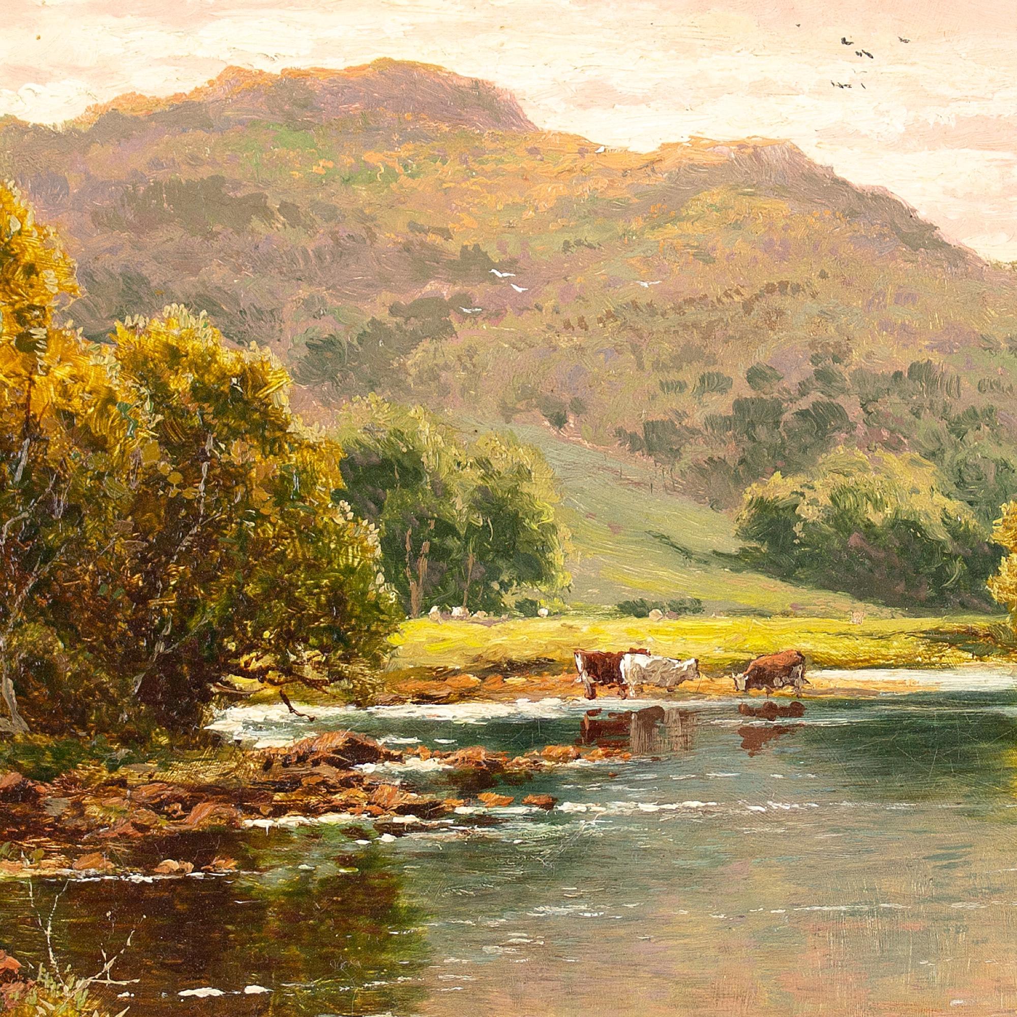 Henry H Parker, Highland Loch With Cattle, Oil Painting For Sale 3