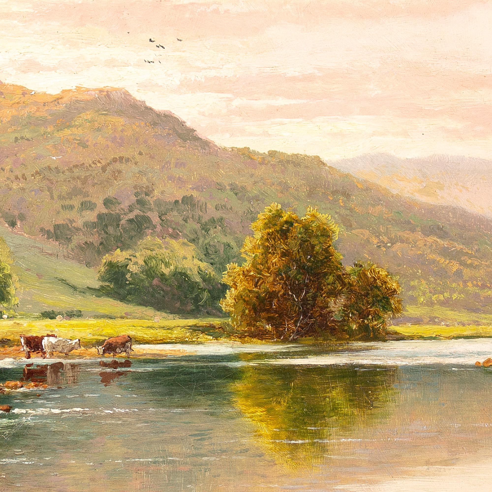 Henry H Parker, Highland Loch With Cattle, Oil Painting For Sale 5