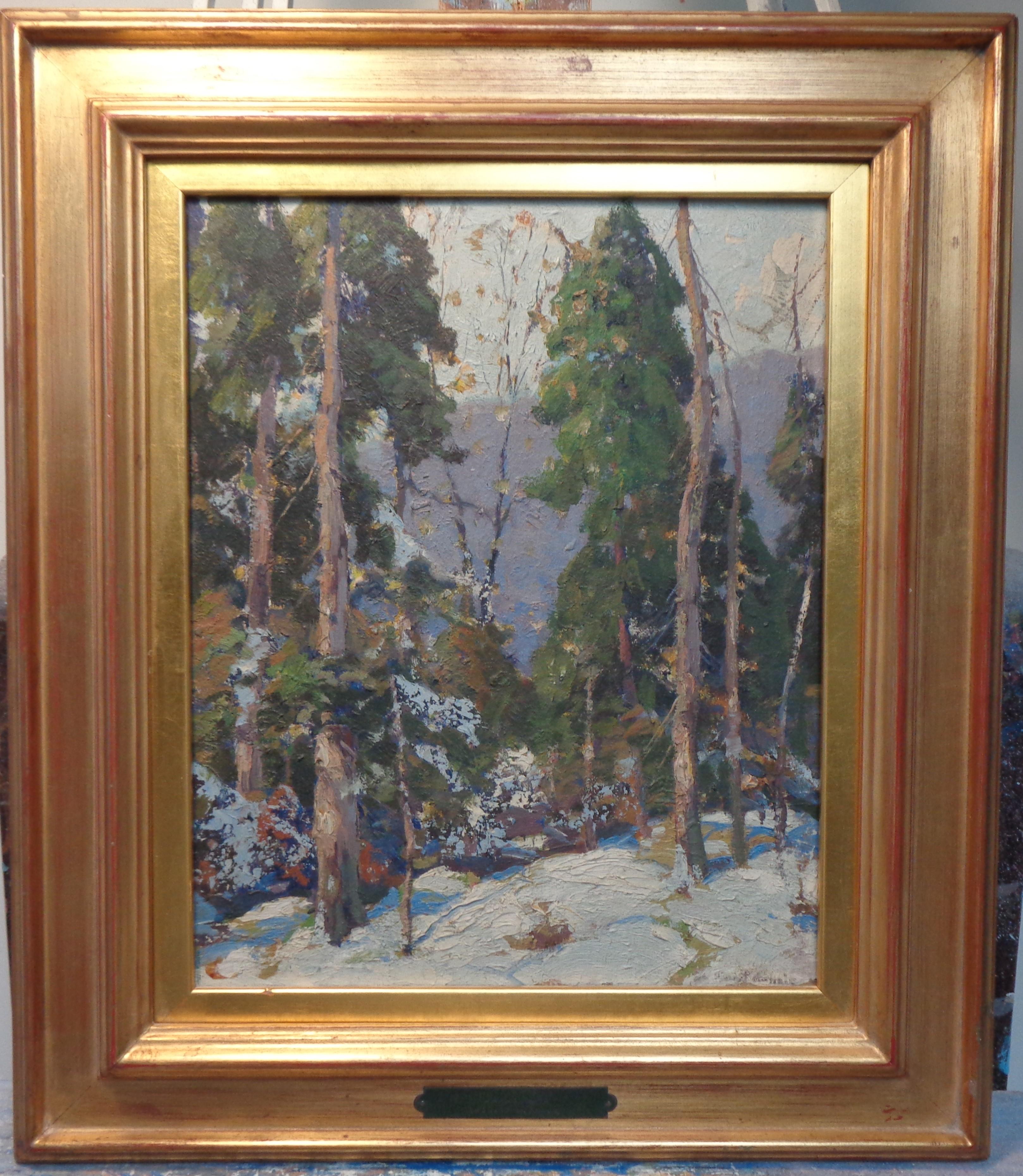 American Impressionist Snow Scene Salmagundi Artist Oil Painting Hobart Nichols For Sale 7