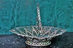 Henry Holland 19th Century Victorian Fretworked Sterling Silver Basket, 1861