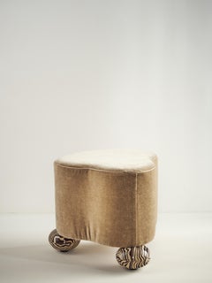 Henry Holland Studio Cirrus Fabric Mohair Footstool with Ceramic Feet