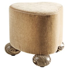 Henry Holland Studio Cirrus Fabric Mohair Footstool with Ceramic Feet