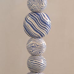 Henry Holland Studio Handmade Blue and White Ceramic Sphere Floor Lamp