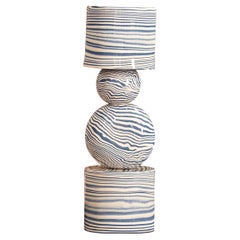 Henry Holland Studio Handmade Blue and White Ceramic Sphere "UP" Table Lamp