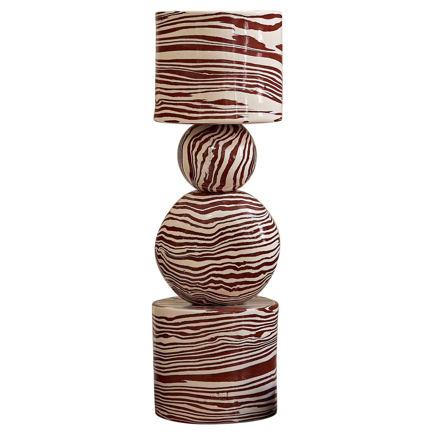 Henry Holland Studio Handmade Terracotta and White Ceramic Sphere UP Table Lamp