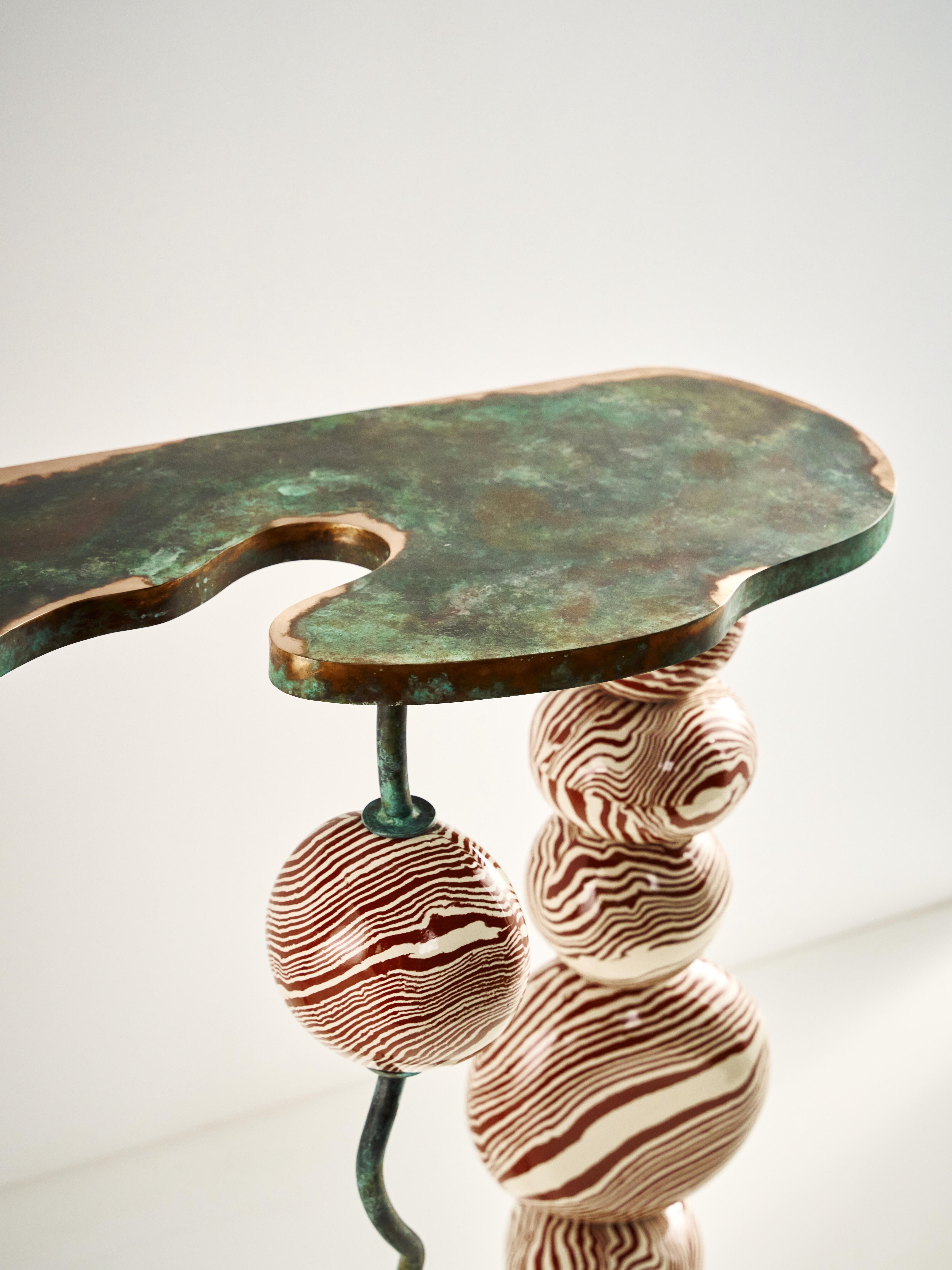 British Henry Holland Studio Stratus Bronze and Ceramic Console Table For Sale