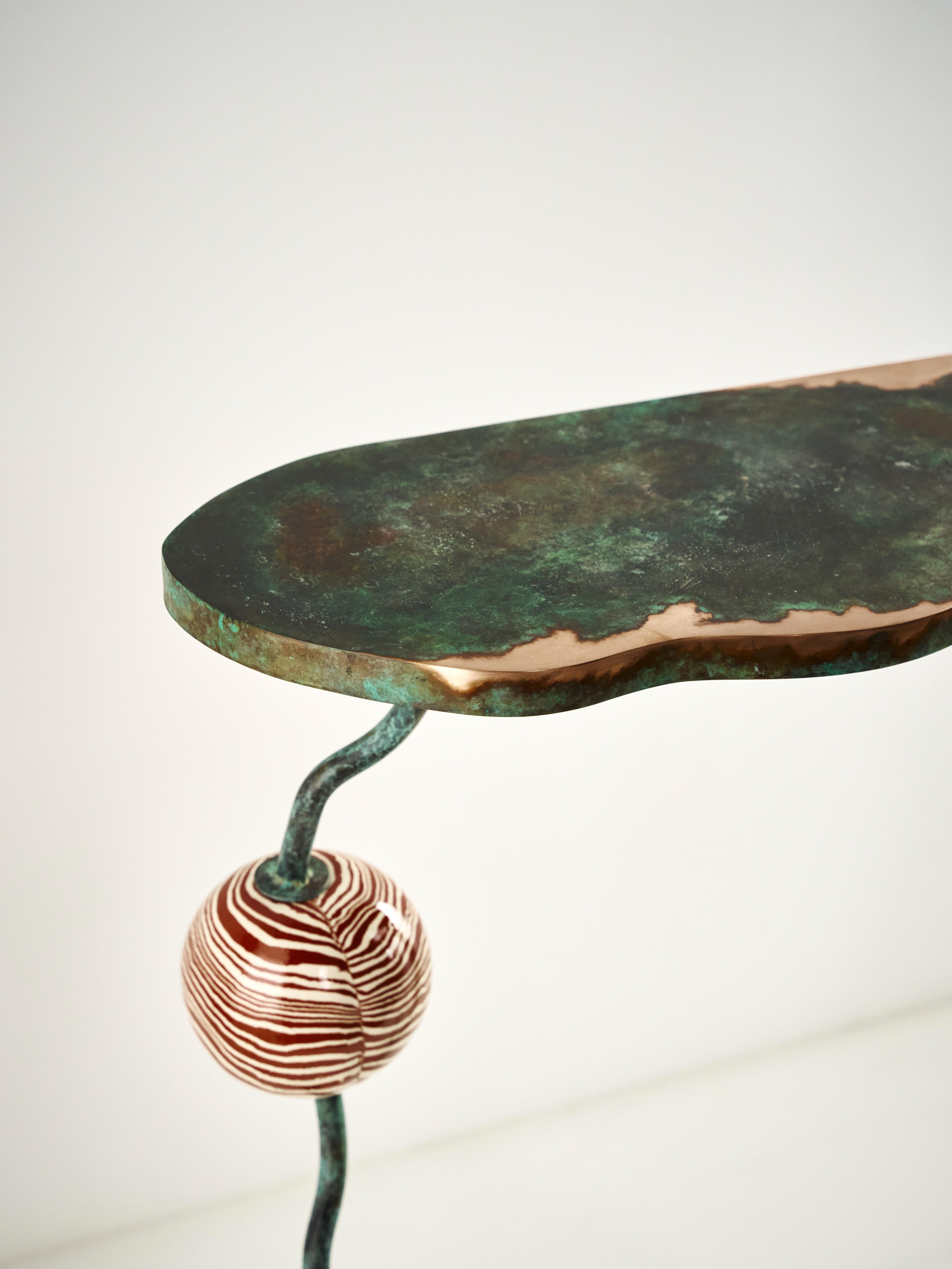 Forged Henry Holland Studio Stratus Bronze and Ceramic Console Table For Sale