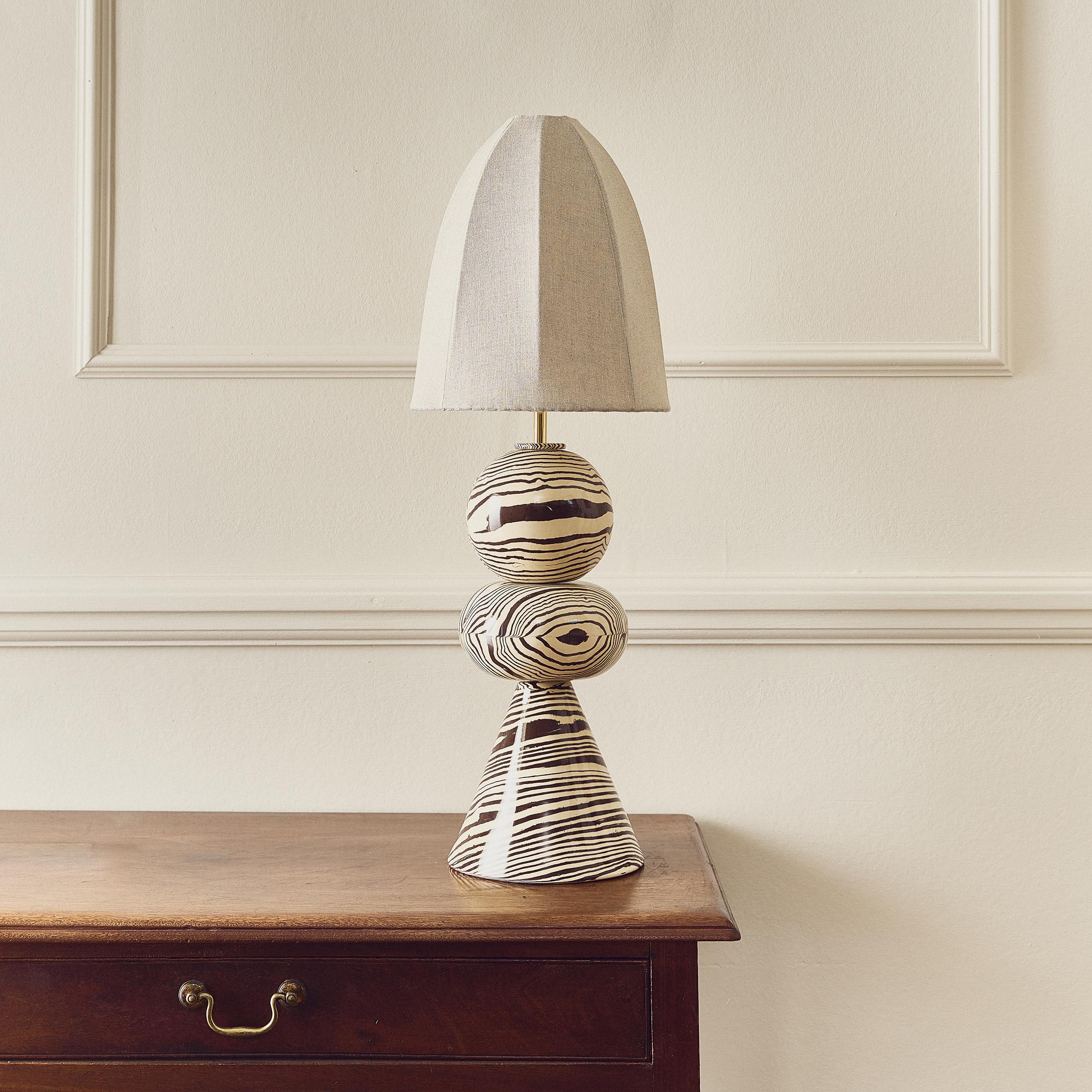 English Henry Holland Studio Swan Brown & White Table Lamp For Sale