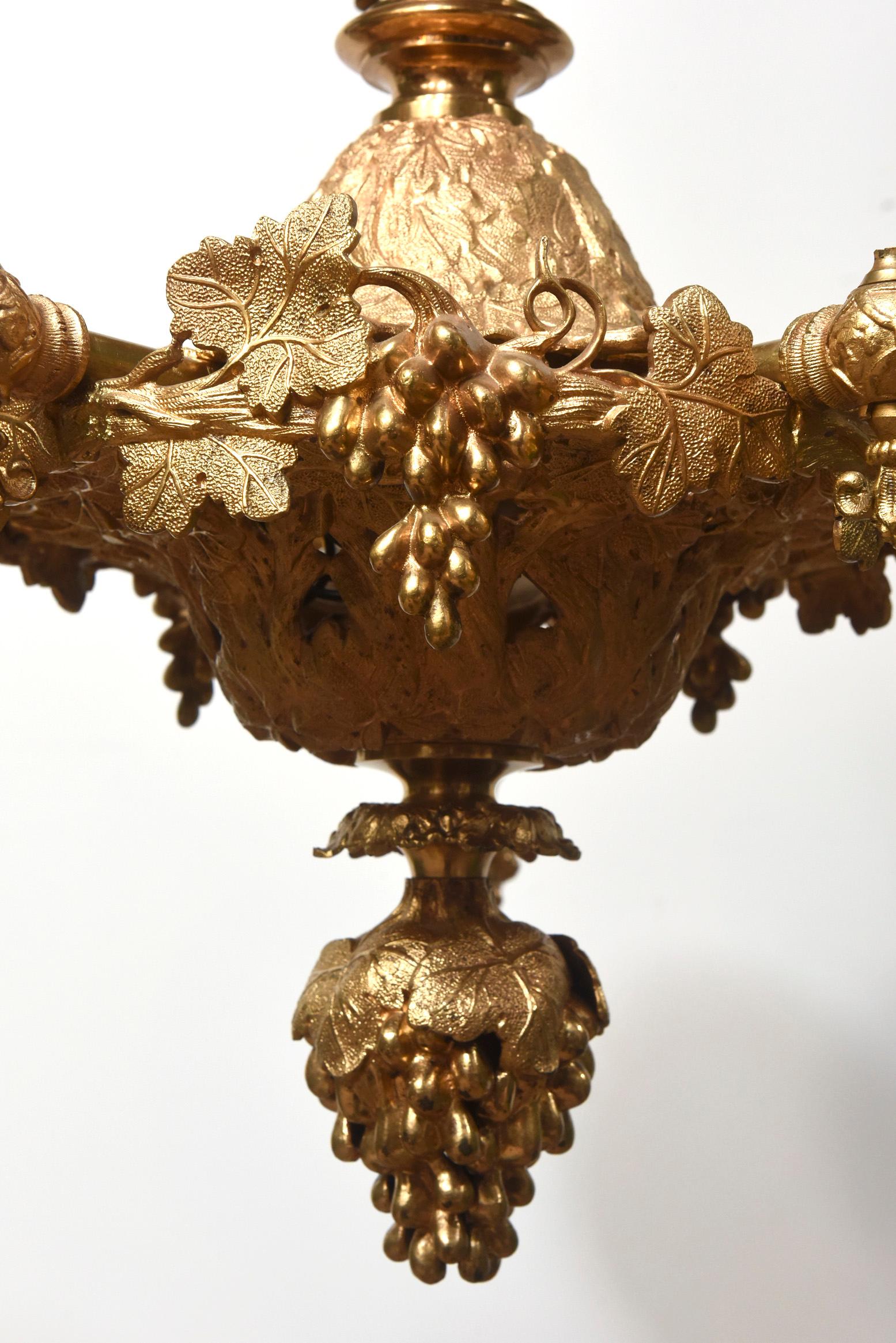 Henry Hooper Gilt Bronze Rococo Revival Chandelier In Good Condition For Sale In Canton, MA