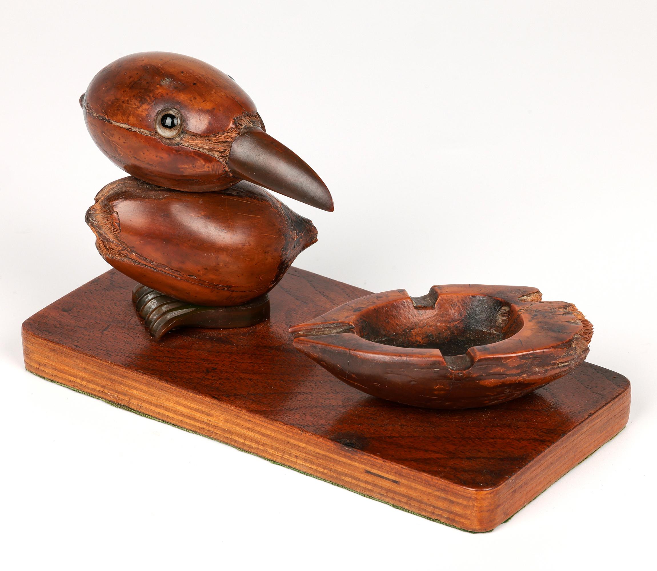 Henry Howell Art Deco YZ Nut Bird Ashtray, Bakelite and Macassar