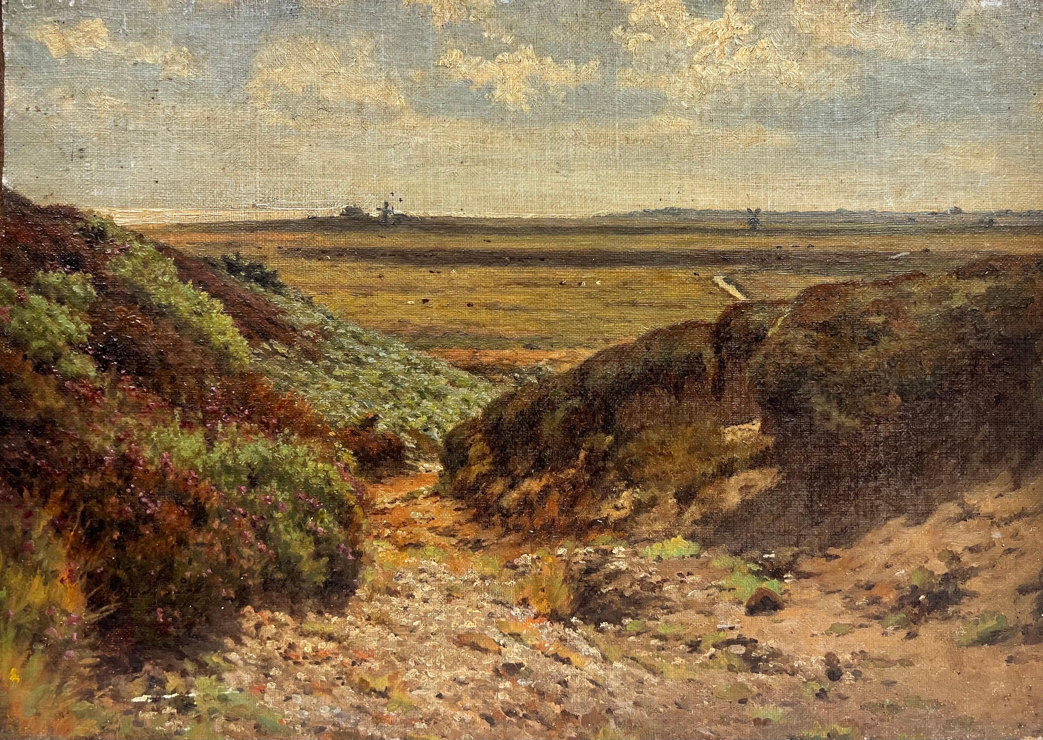 Henry Hucks Gibbs Landscape Painting - Dunwich near Southwold Suffolk Coast Antique British Impressionist Oil Painting 