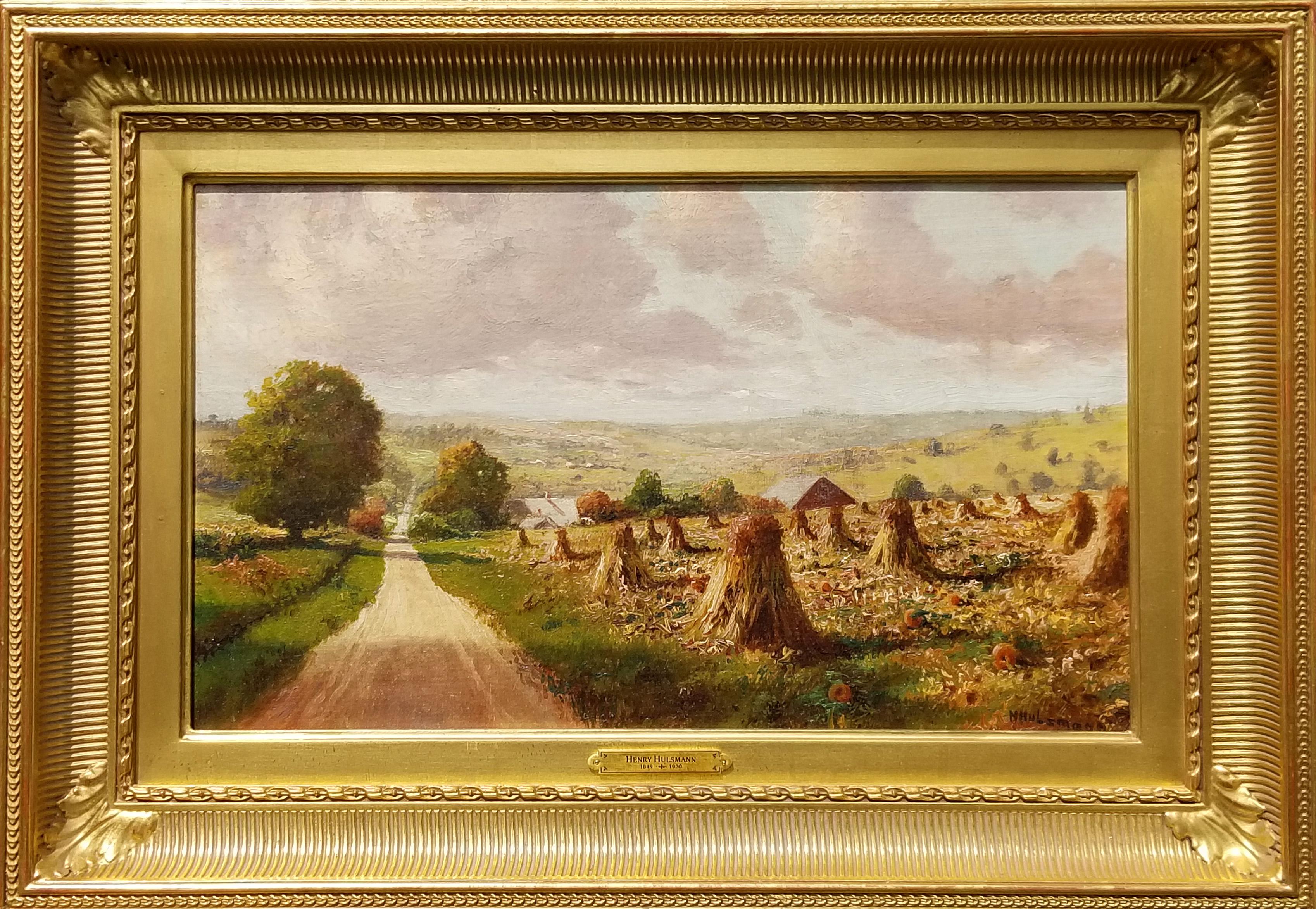 Largo camino rural, otoño - Painting de Henry Hulsmann