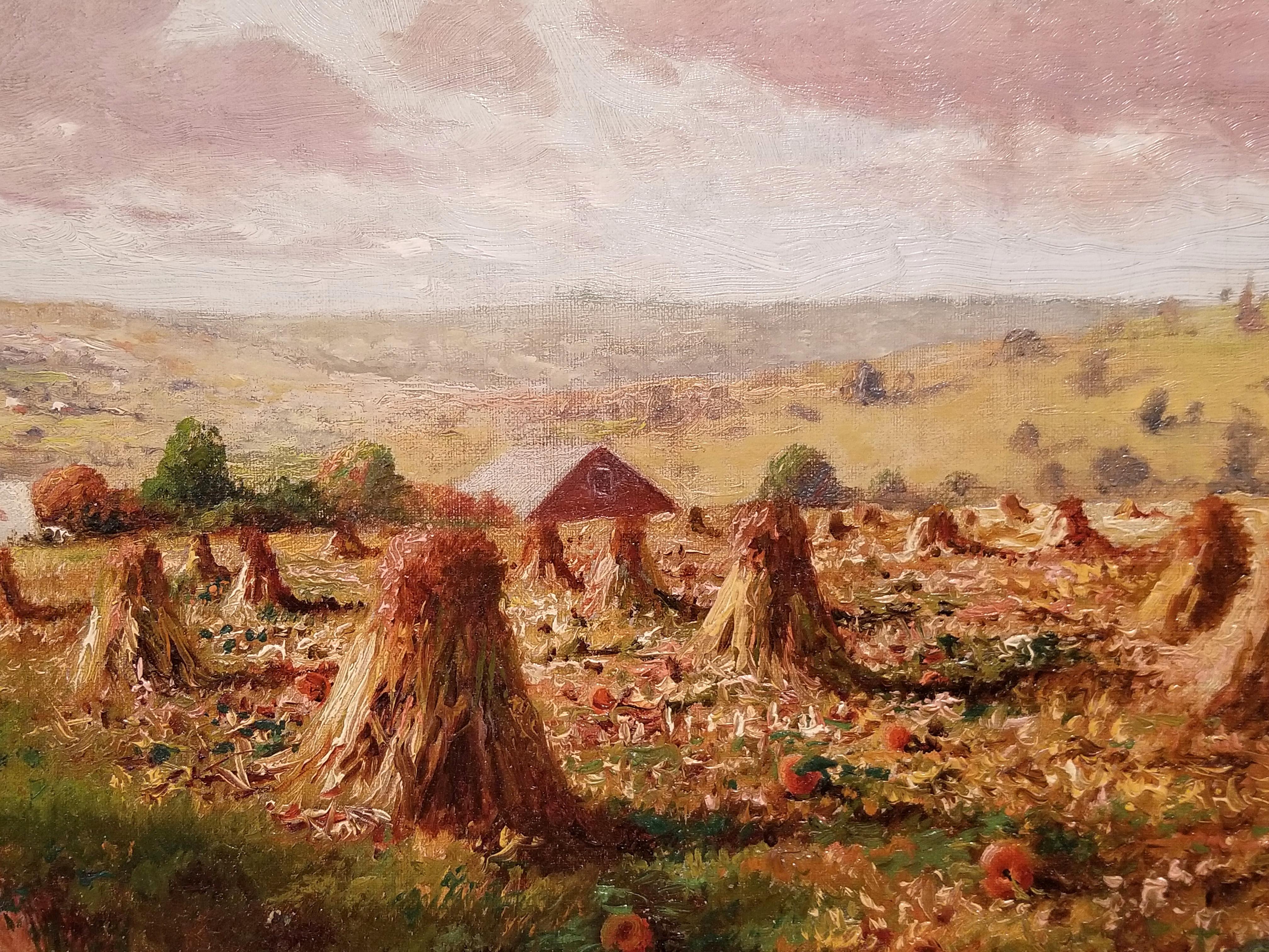 Largo camino rural, otoño - Painting impresionista estadounidense de Henry Hulsmann
