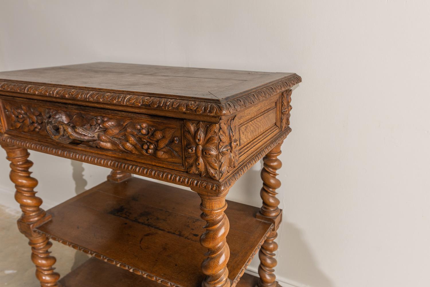 French Henry II Oak Console Table