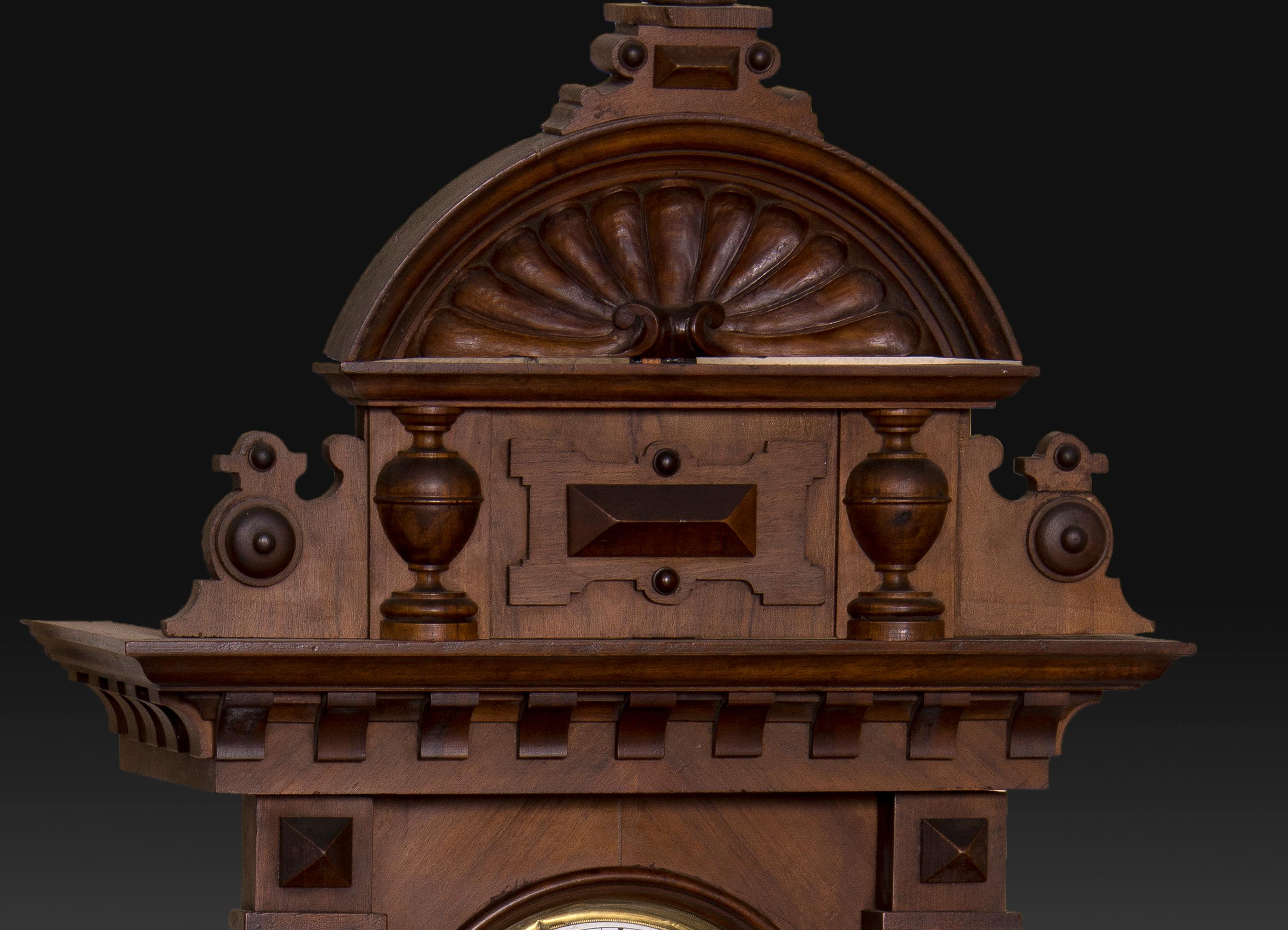 Wood Henry II Style Pendulum Clock, 19th Century For Sale
