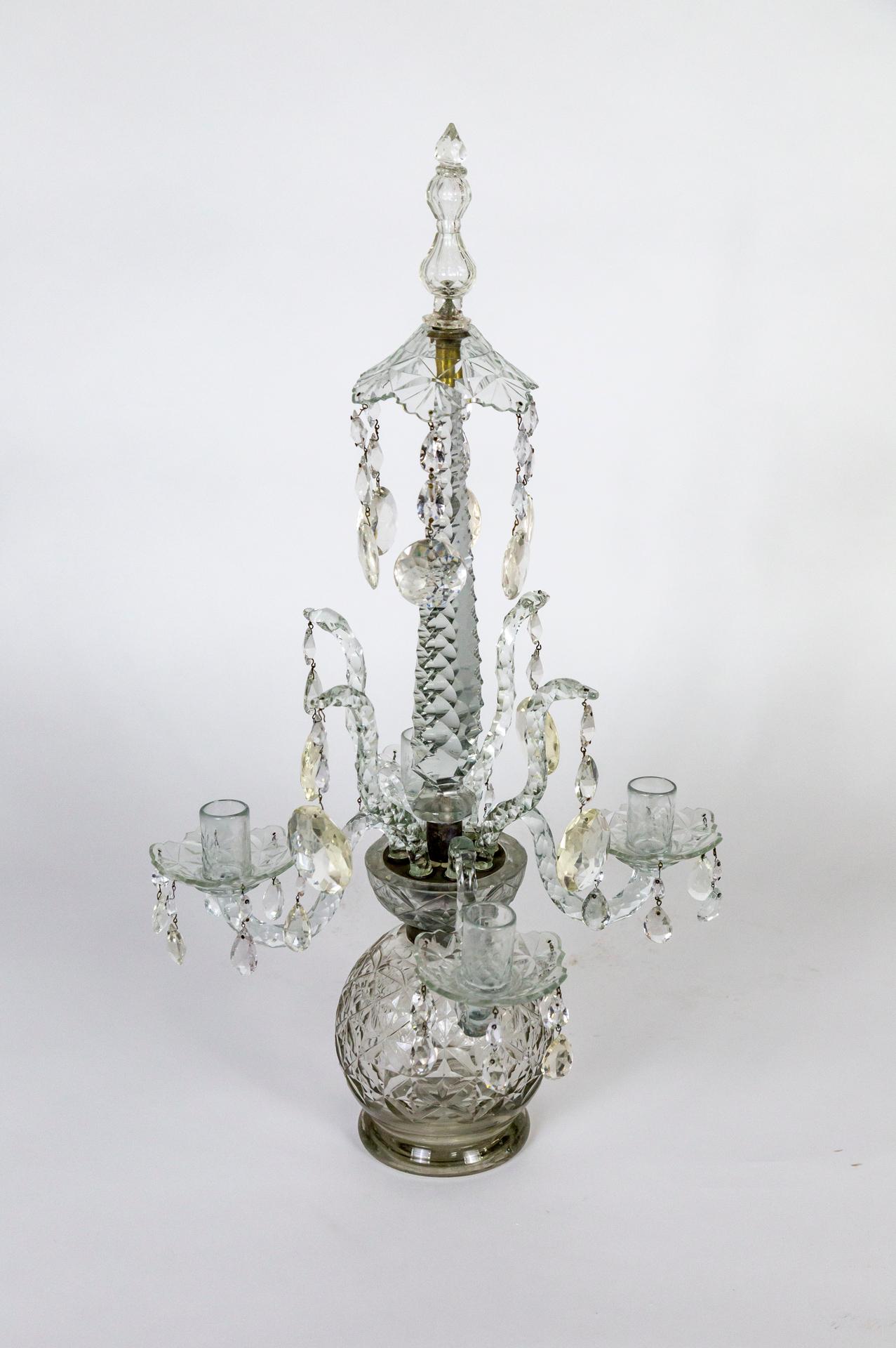 Brass Henry iii 19th Cent. Cut Crystal 4-Arm Candelabra For Sale
