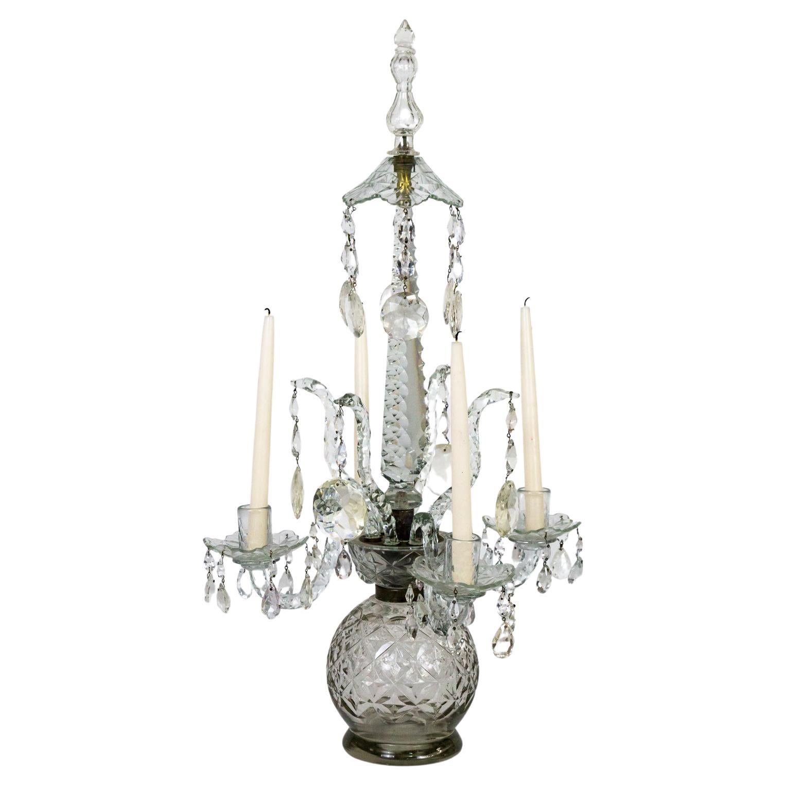 Henry iii 19th Cent. Cut Crystal 4-Arm Candelabra For Sale