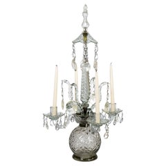 Enrique iii s. XIX Candelabro de cristal tallado de 4 brazos