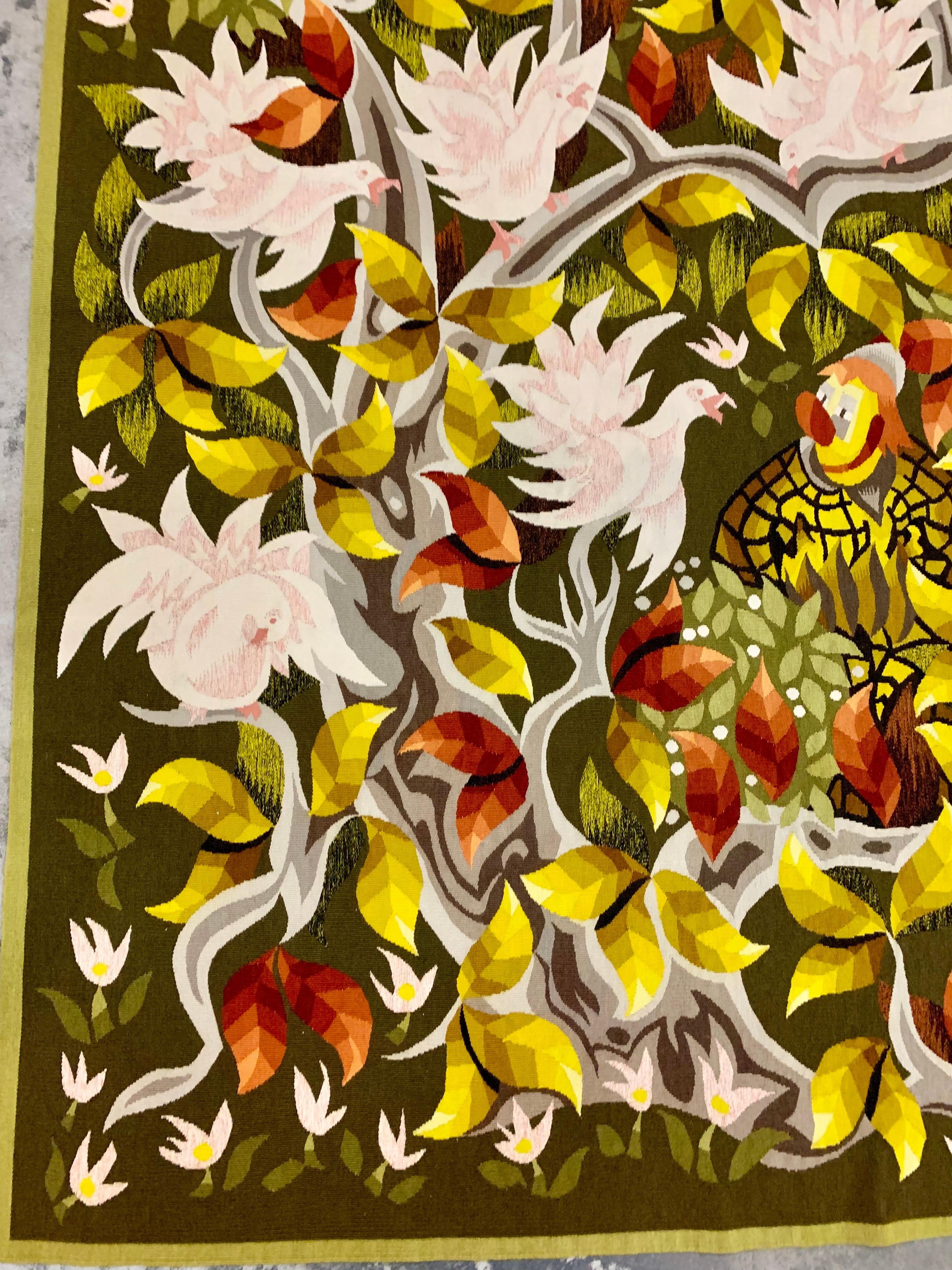 Beeindruckender Aubusson-Wandteppich von Henry Ilhe aus den 1950-60er Jahren, mit einem wunderschönen 