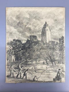 Henry Ives Cobb Jr. (1883-1974) Charcoal Drawing of Central Park, 1930