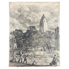 Henry Ives Cobb Jr. (1883-1974) Charcoal Drawing of Central Park, 1930