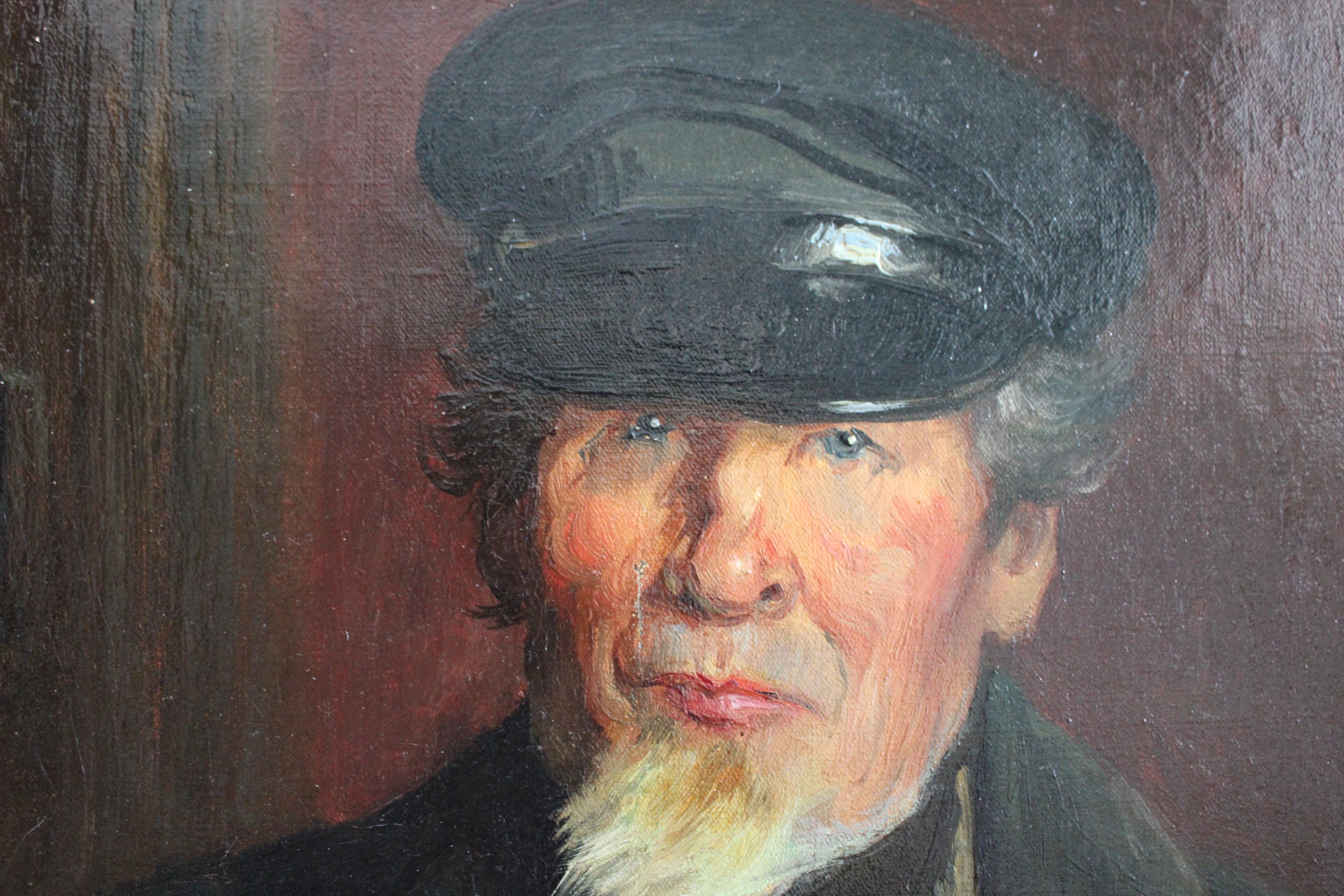 Antique Sailor Man portrait oil painting French portrait of a male with a beard For Sale 1