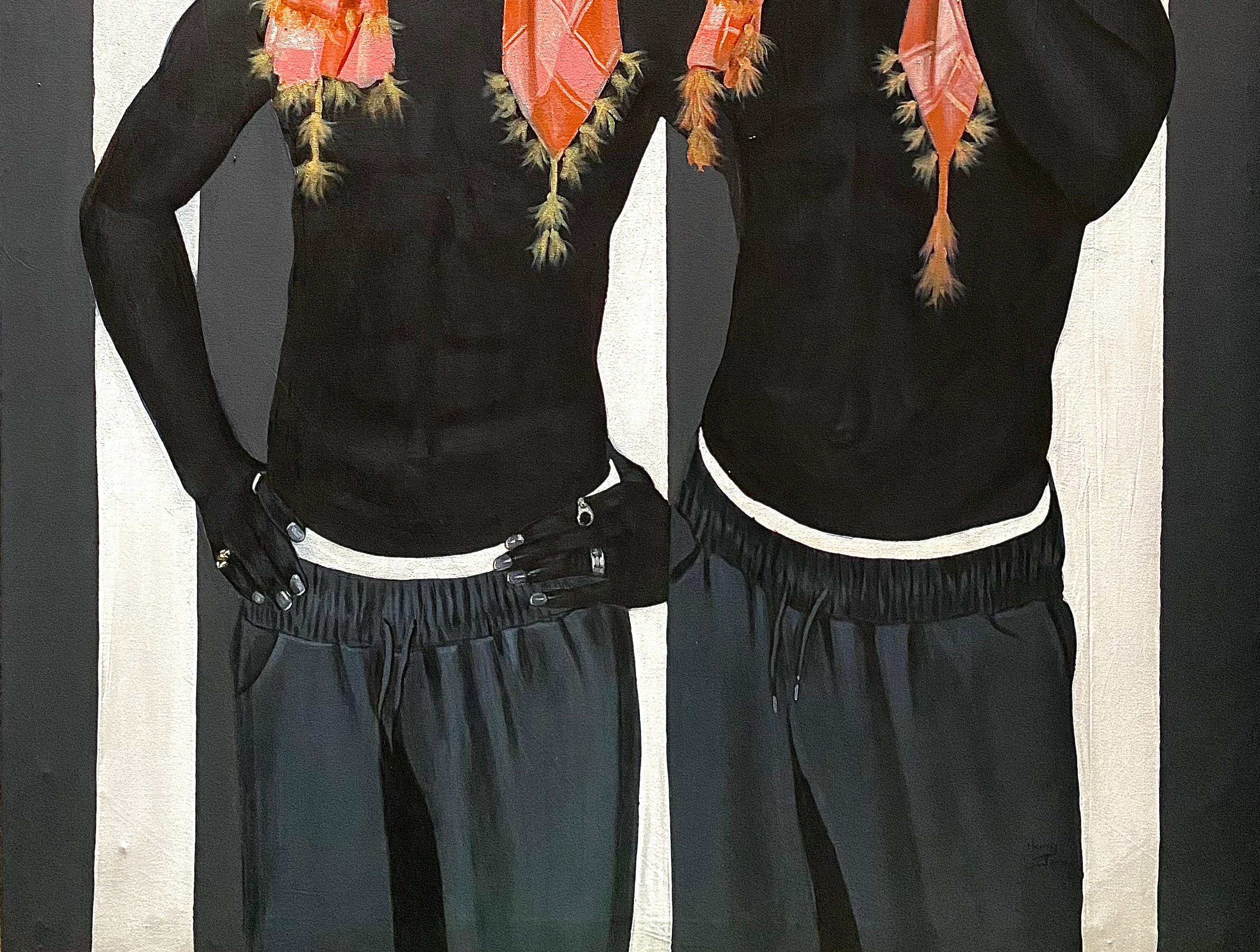 Hermandad -Siglo XXI, Contemporáneo, Retrato figurativo, Hombres negros, Acrílico - Painting Surrealista de Henry James