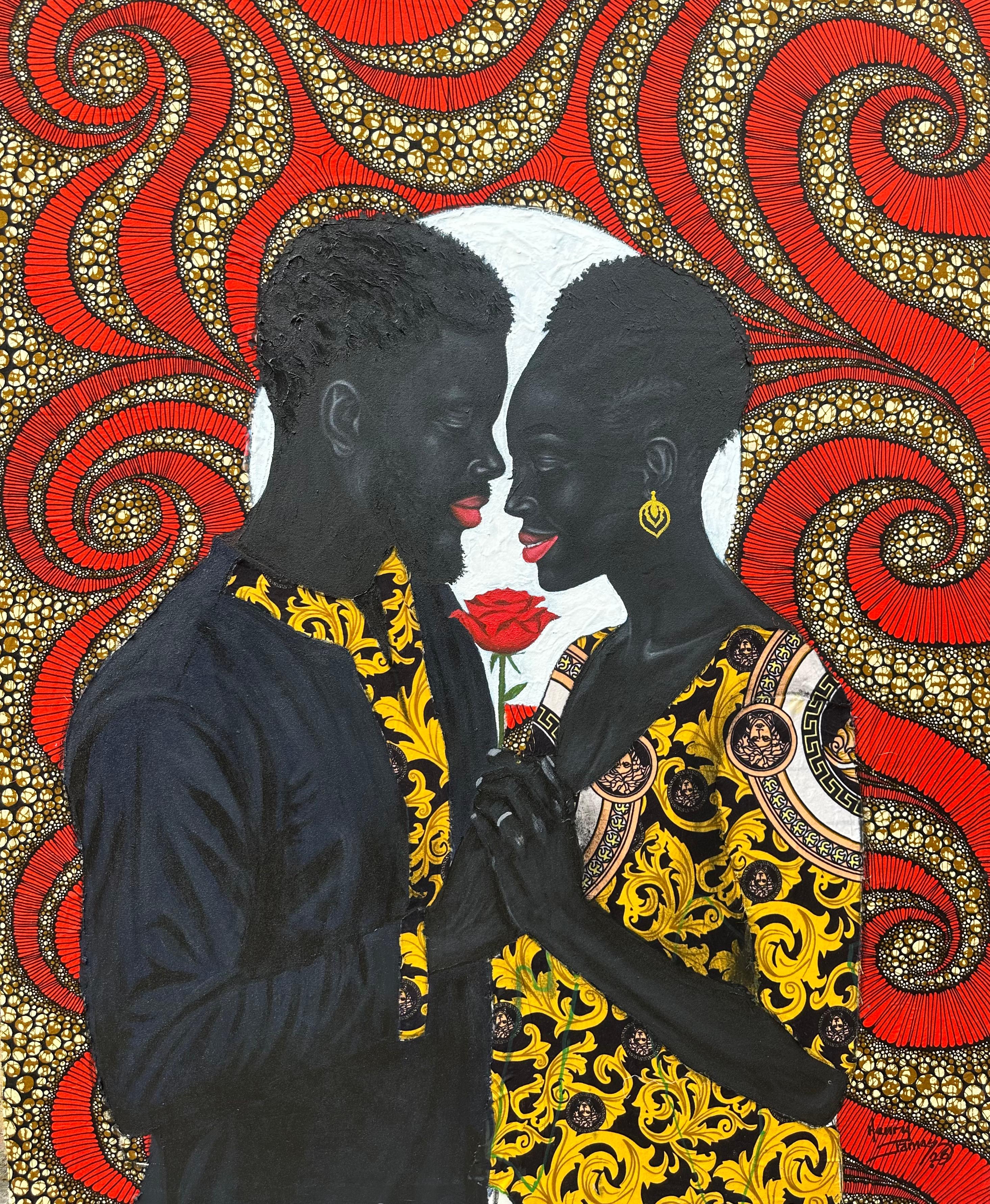 Symbol der Liebe – 21. Jahrhundert, zeitgenössisch, figuratives Porträt, Afrika, Paar