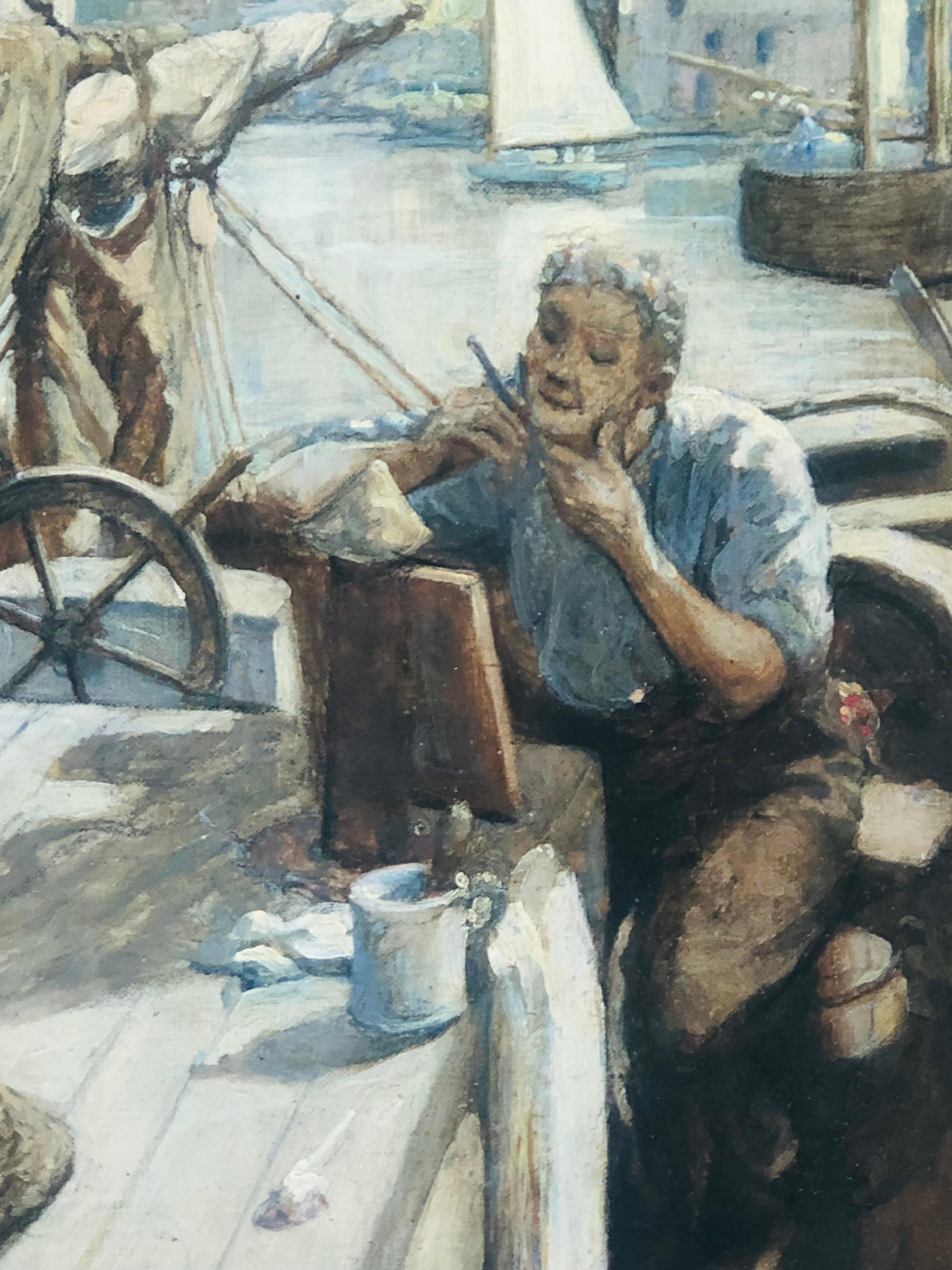 New England coastal scene painting by Henry Jarvis Peck. The artist attended the Rhode Island School of Design, studied with George Loftus Noyes, and moved to Wilmington Delaware in 1901 to attend the Pyle School. He served in France during WWI.