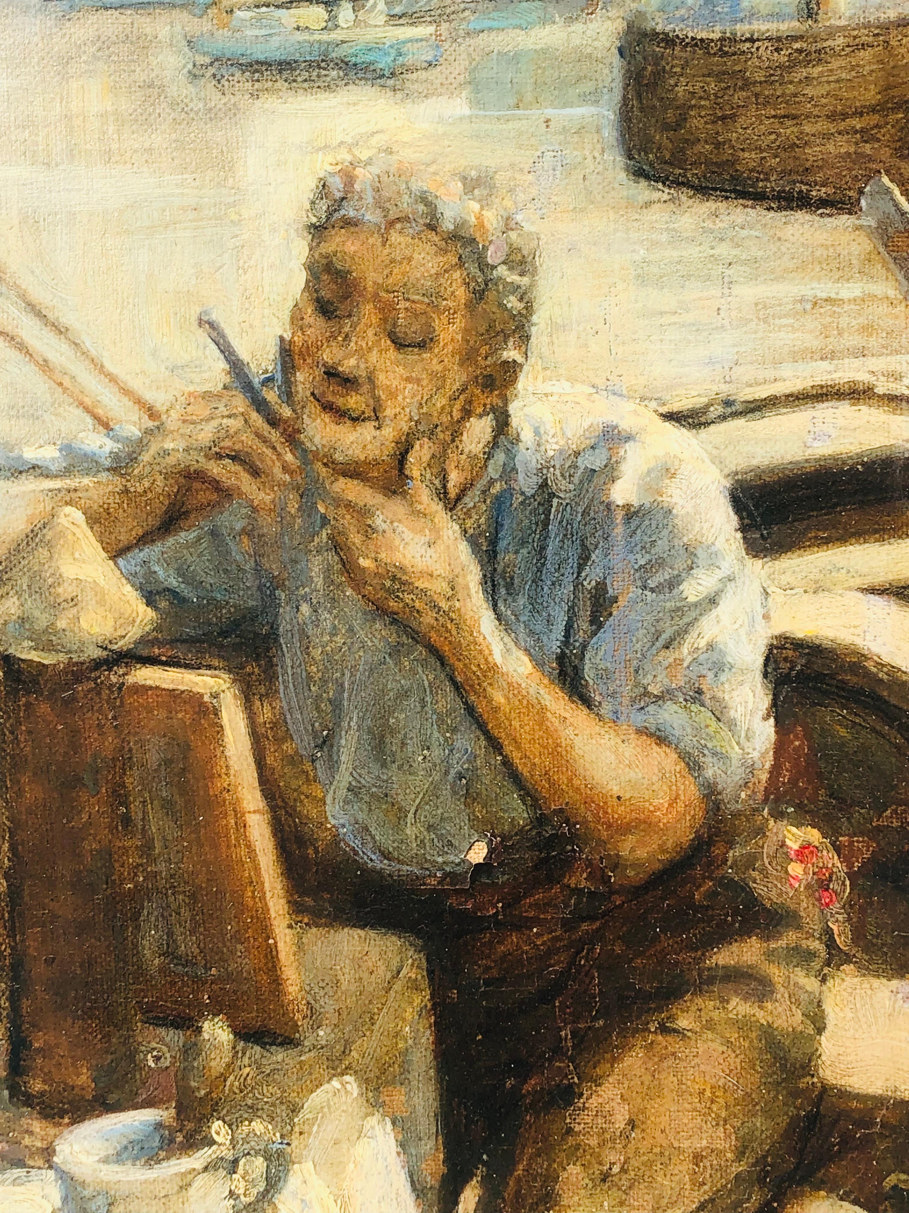 Gloucester P-Town Pyle School Painting  Henry J Peck - Portugese Fisherman For Sale 2