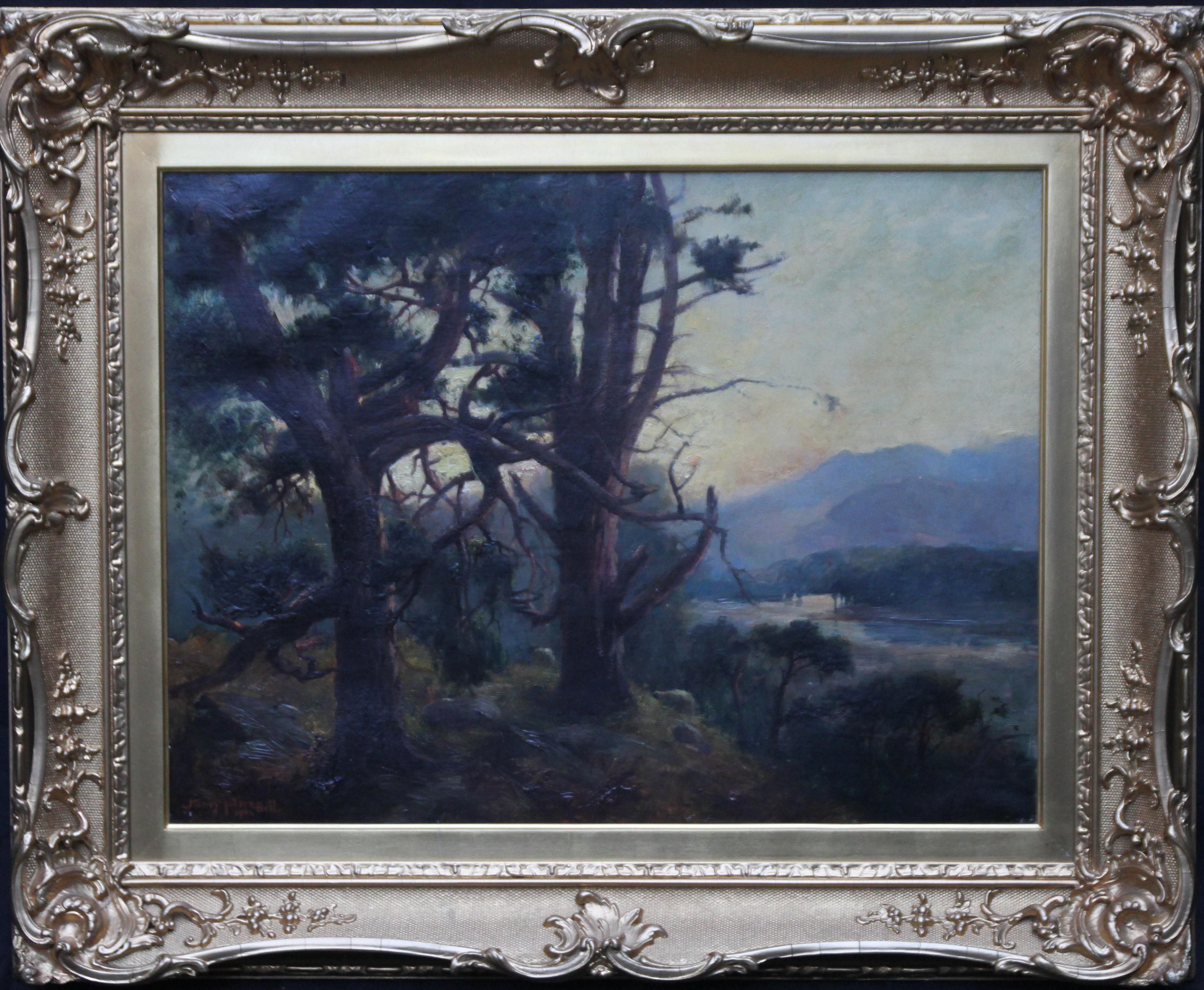 Looking Down From the Woods at Sunset - Scottish Edwardian art oil landscape  For Sale 4