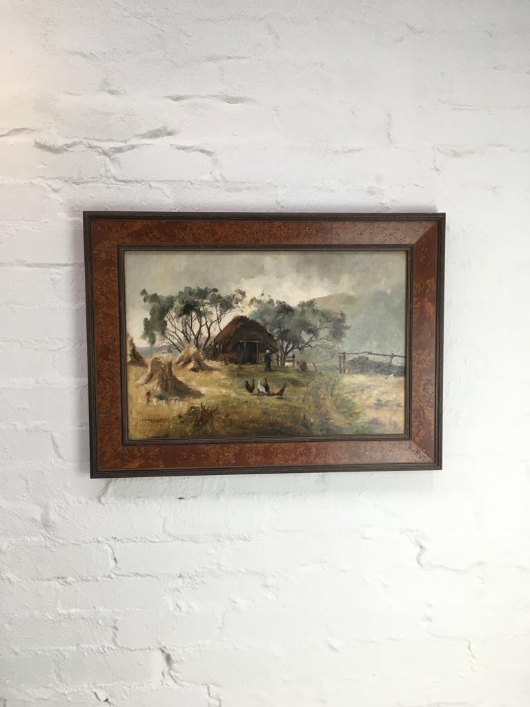 Henry Jobson Bell Scottish Highland Crofter's Cottage Oil on Canvas Signed, 1891 4