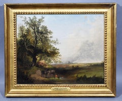 Antique English Bucolic Pastoral Landscape Oil Painting by Henry John Boddington