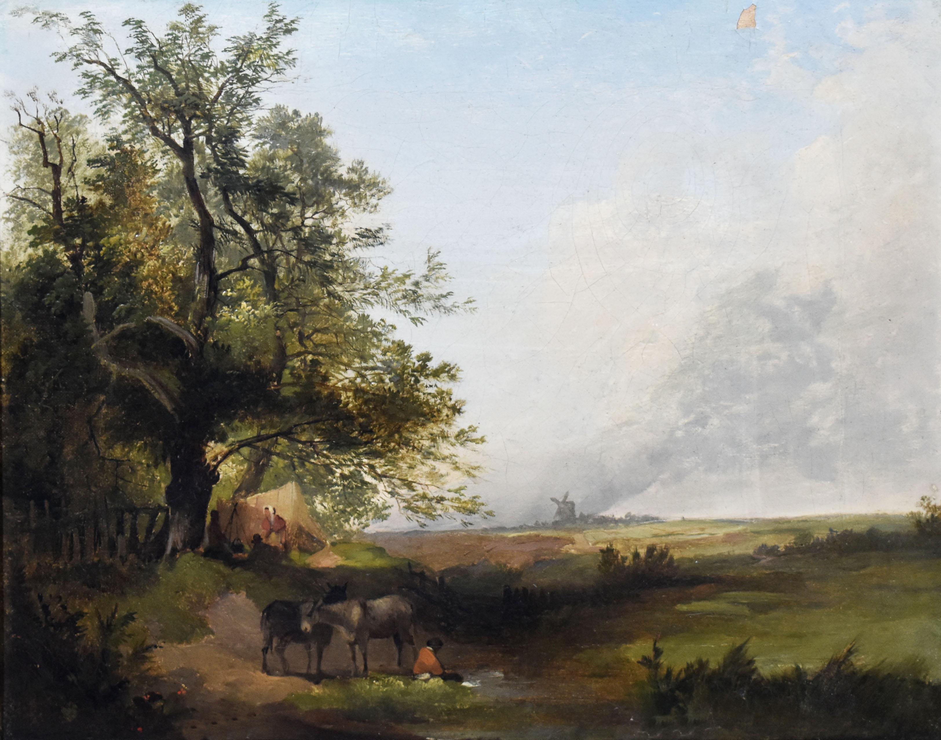 Antique english landscape painting by Henry John Boddington  (1811 - 1865).  Oil on canvas, circa 1850.  Unsigned.  Displayed in a giltwood frame.  Image size, 13