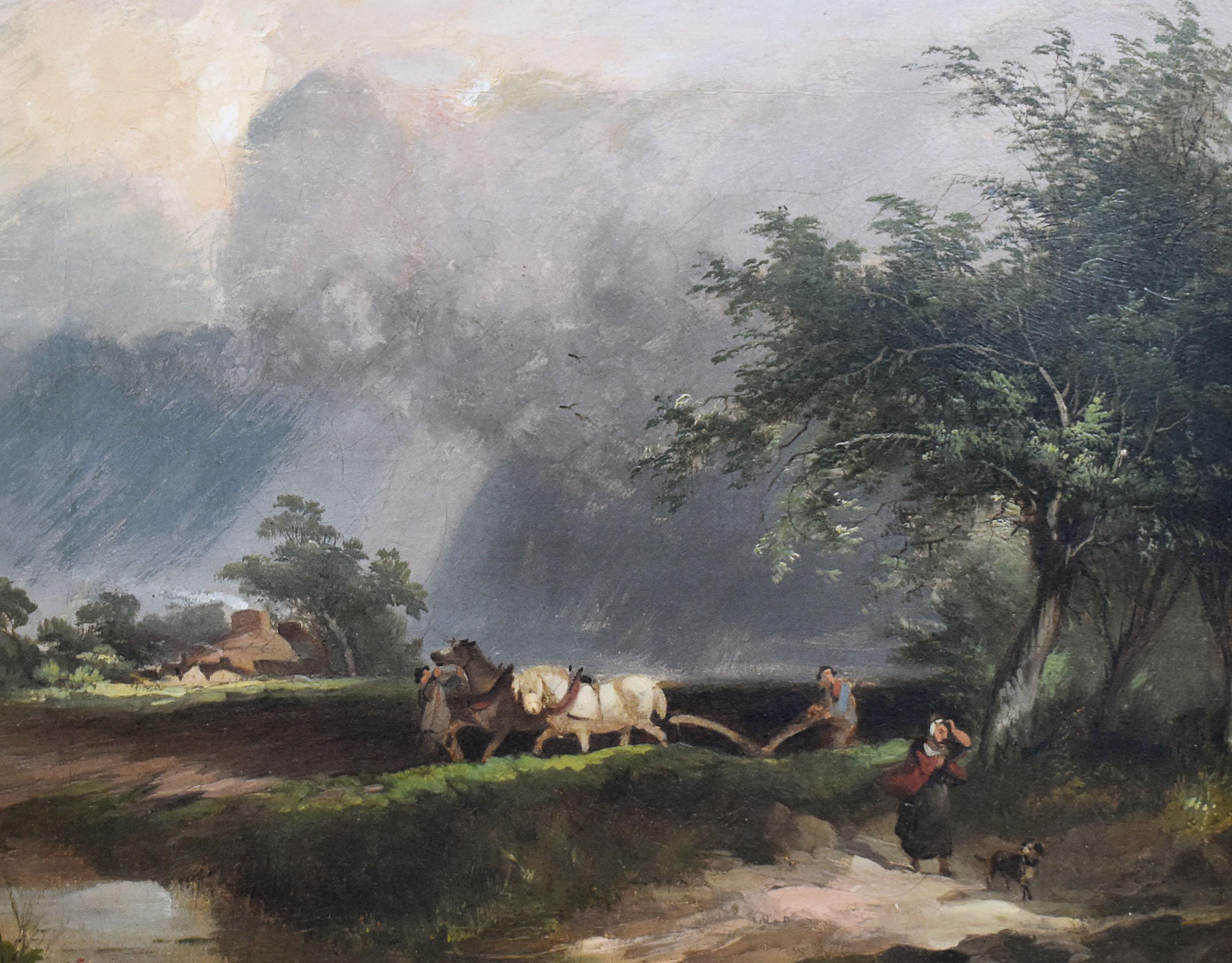 Antique English Pastoral Barbizon Horse Landscape Painting by Henry Boddington 2
