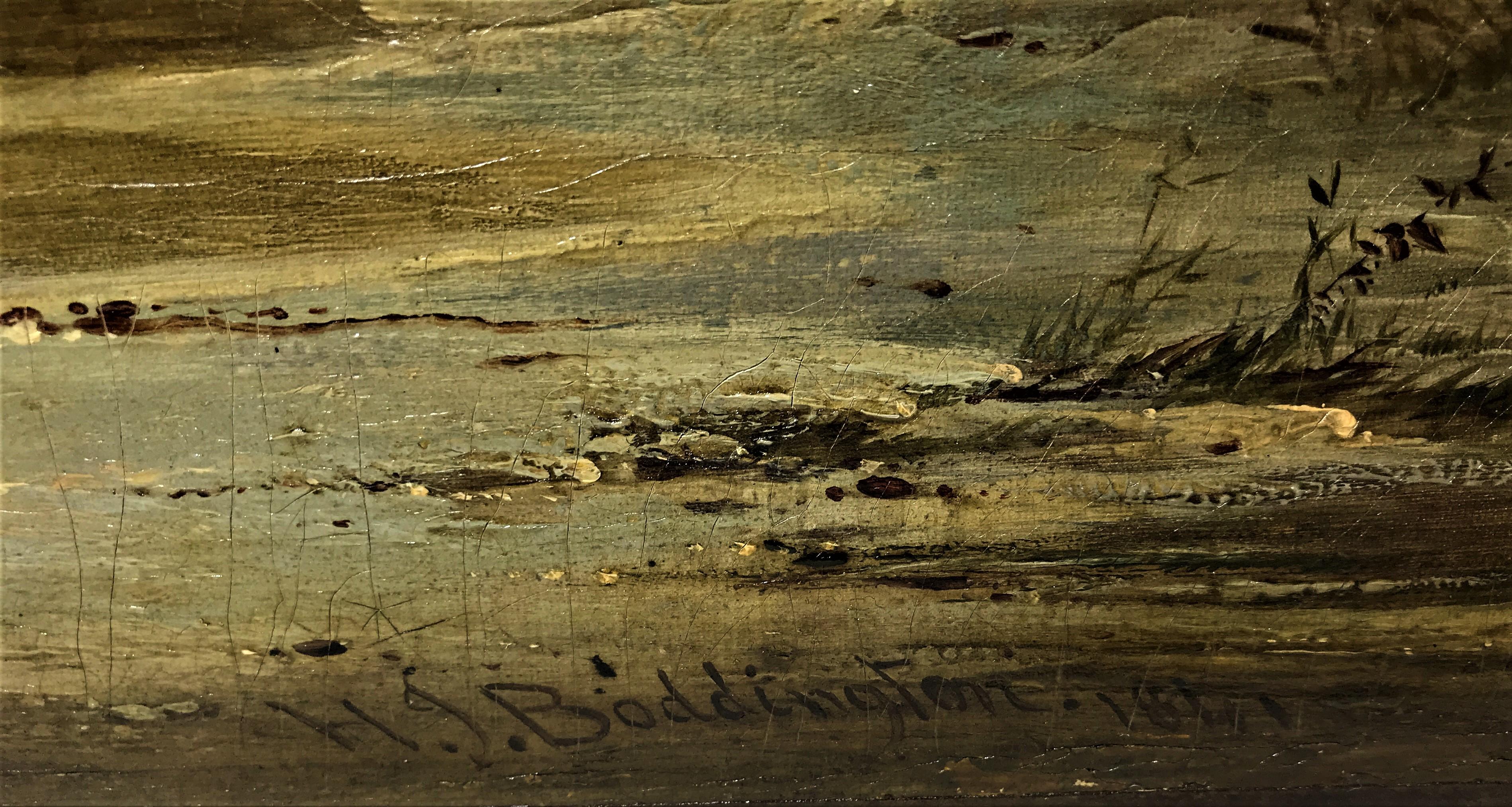 Landschaft mit Mühle, Original Öl auf Leinwand, viktorianischer Stil, Mitte des 19. Jahrhunderts (Schwarz), Landscape Painting, von Henry John Boddington