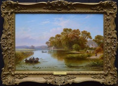 La Tamise près de Hampton - Peinture à l'huile de paysage de rivière anglaise du 19e siècle