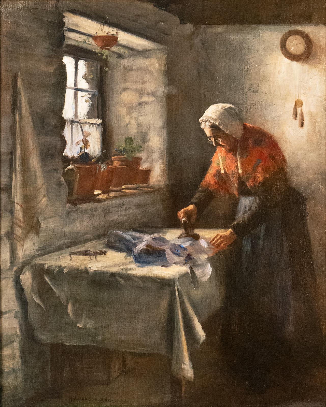 Lady Ironing in Interior by Henry John Dobson 1